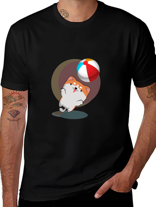 Dog & Ball Graphic Black T-Shirt