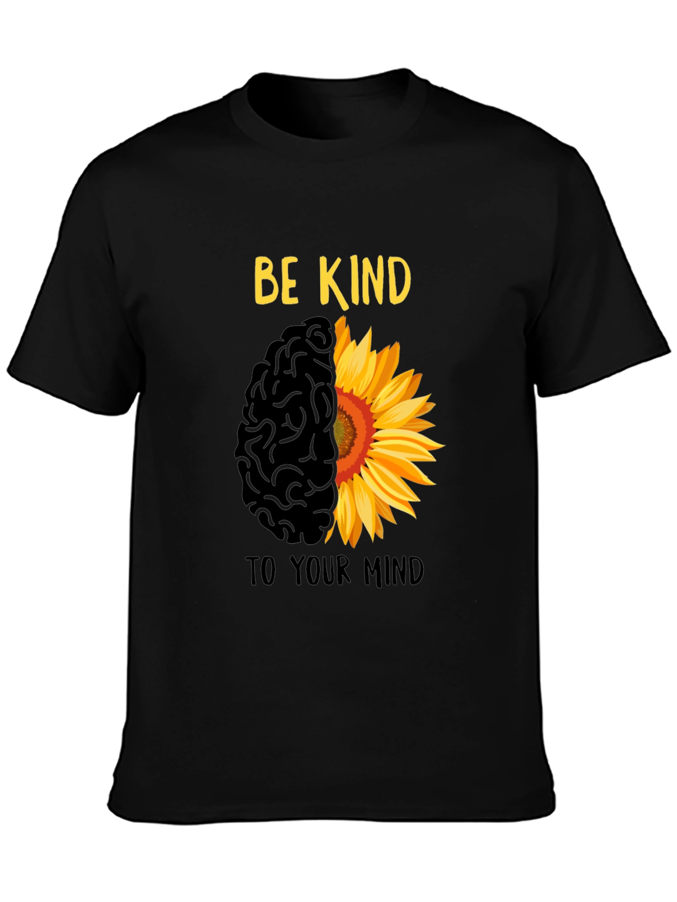 Be Kind T-Shirt - Brain & Sunflower Design