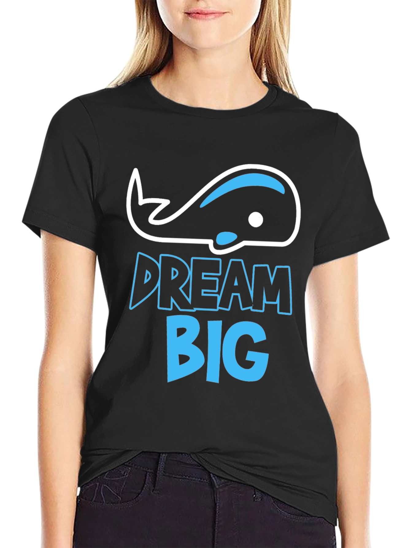 Dream Big Whale T-Shirt - Black Cotton Tee