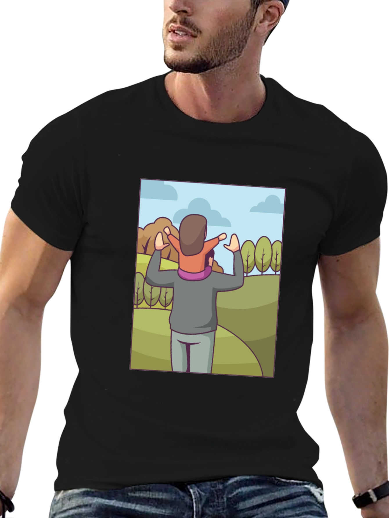 Father & Child Cartoon T-Shirt