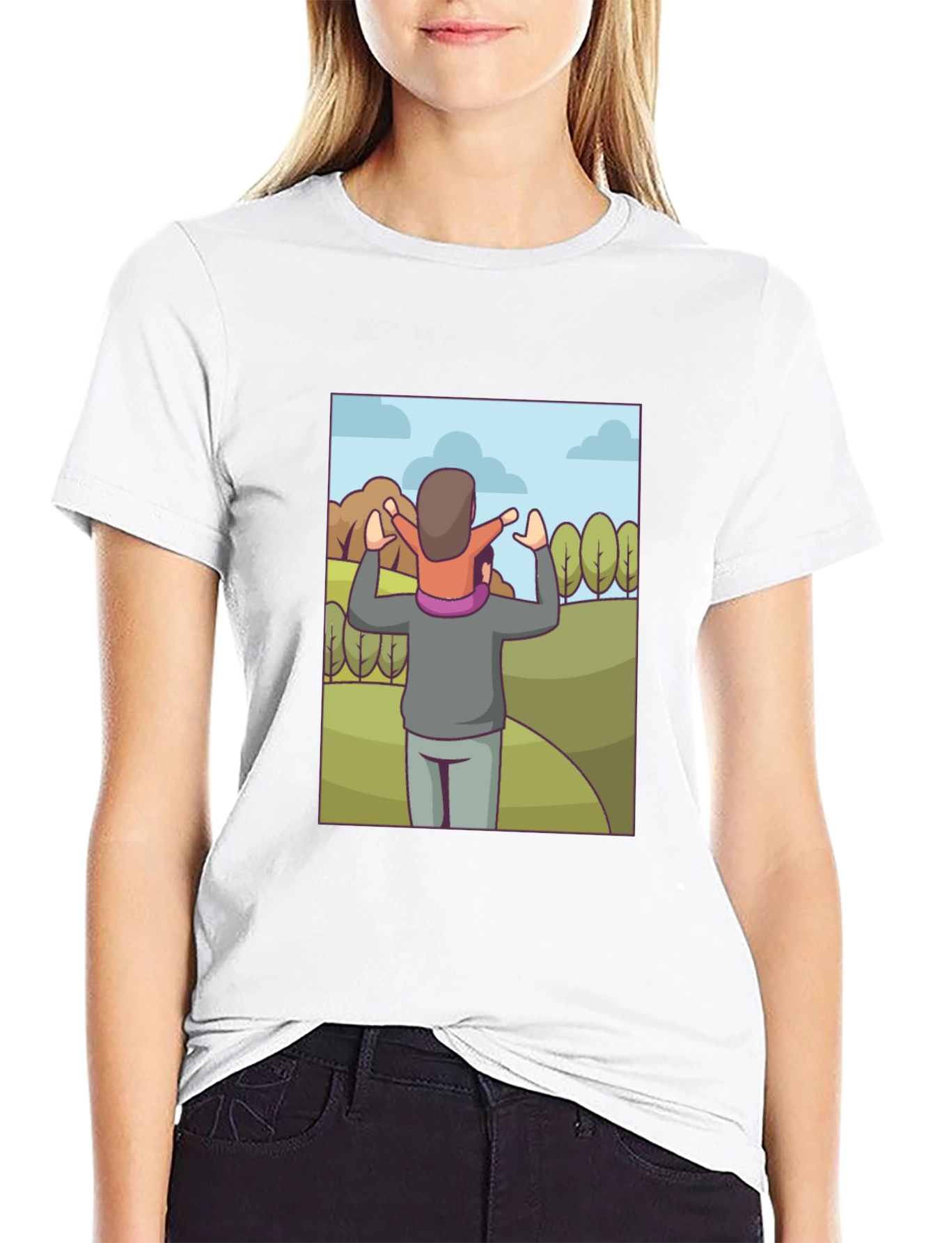 Father & Child Cartoon T-Shirt