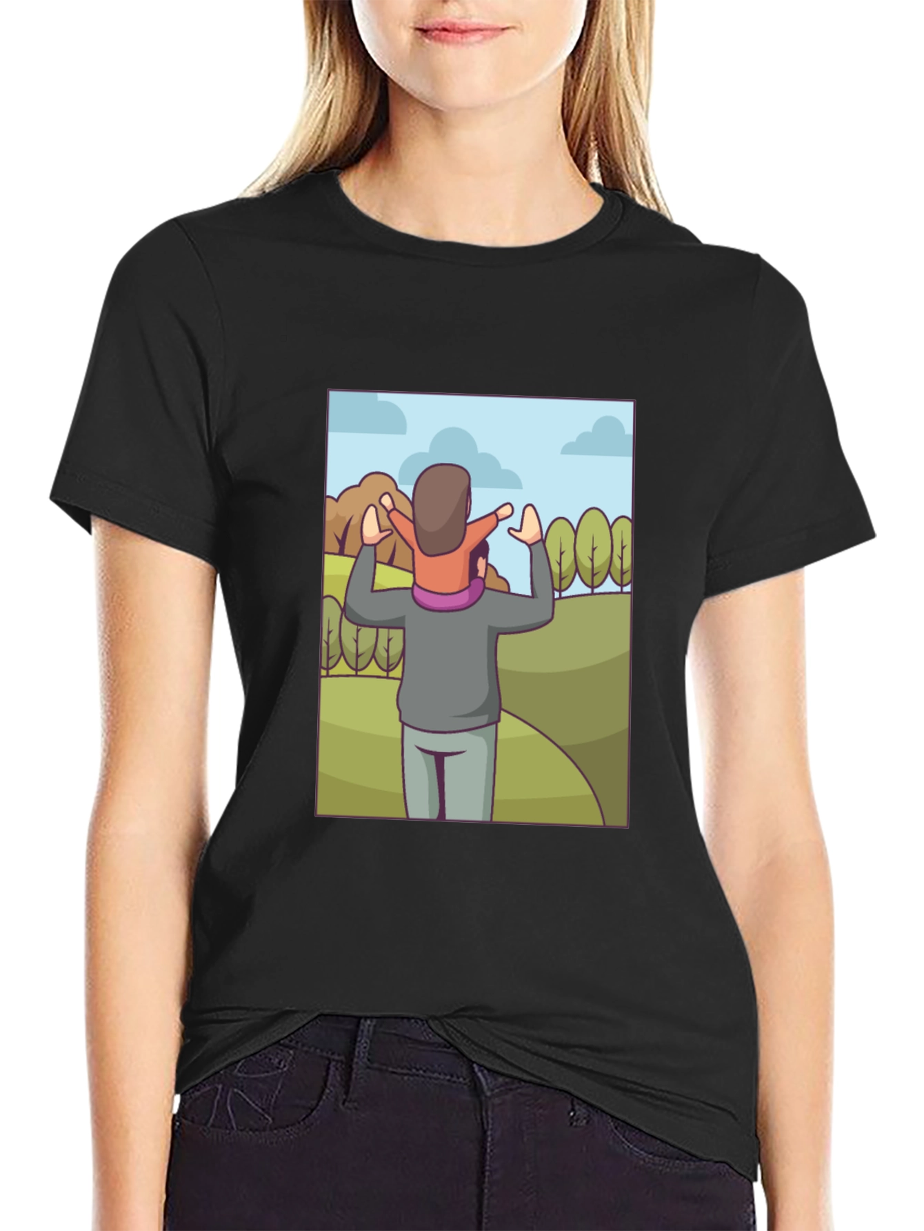 Father & Child Cartoon T-Shirt