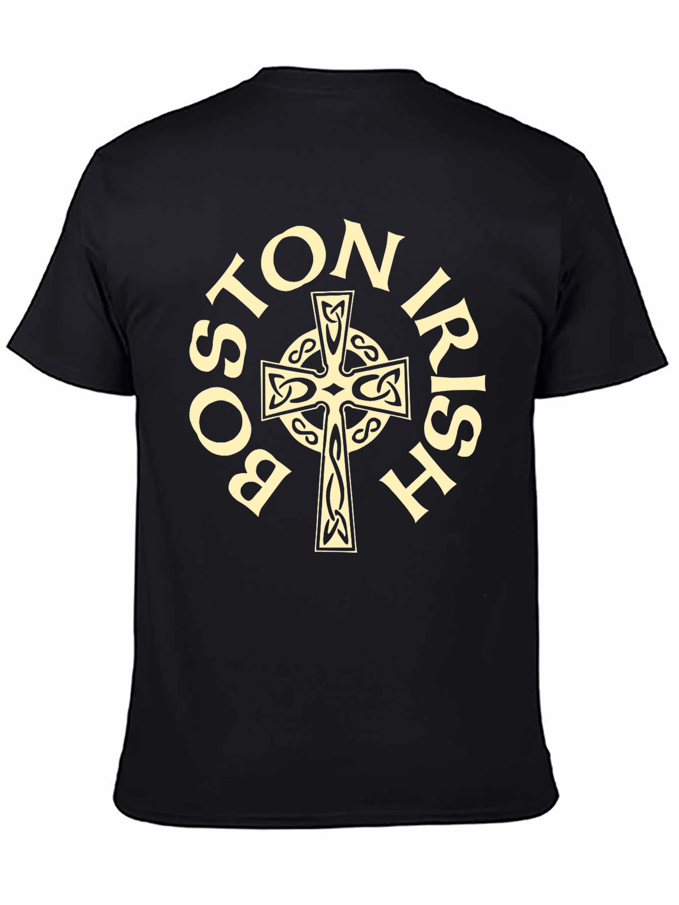 Boston Irish Celtic Cross Black T-Shirt