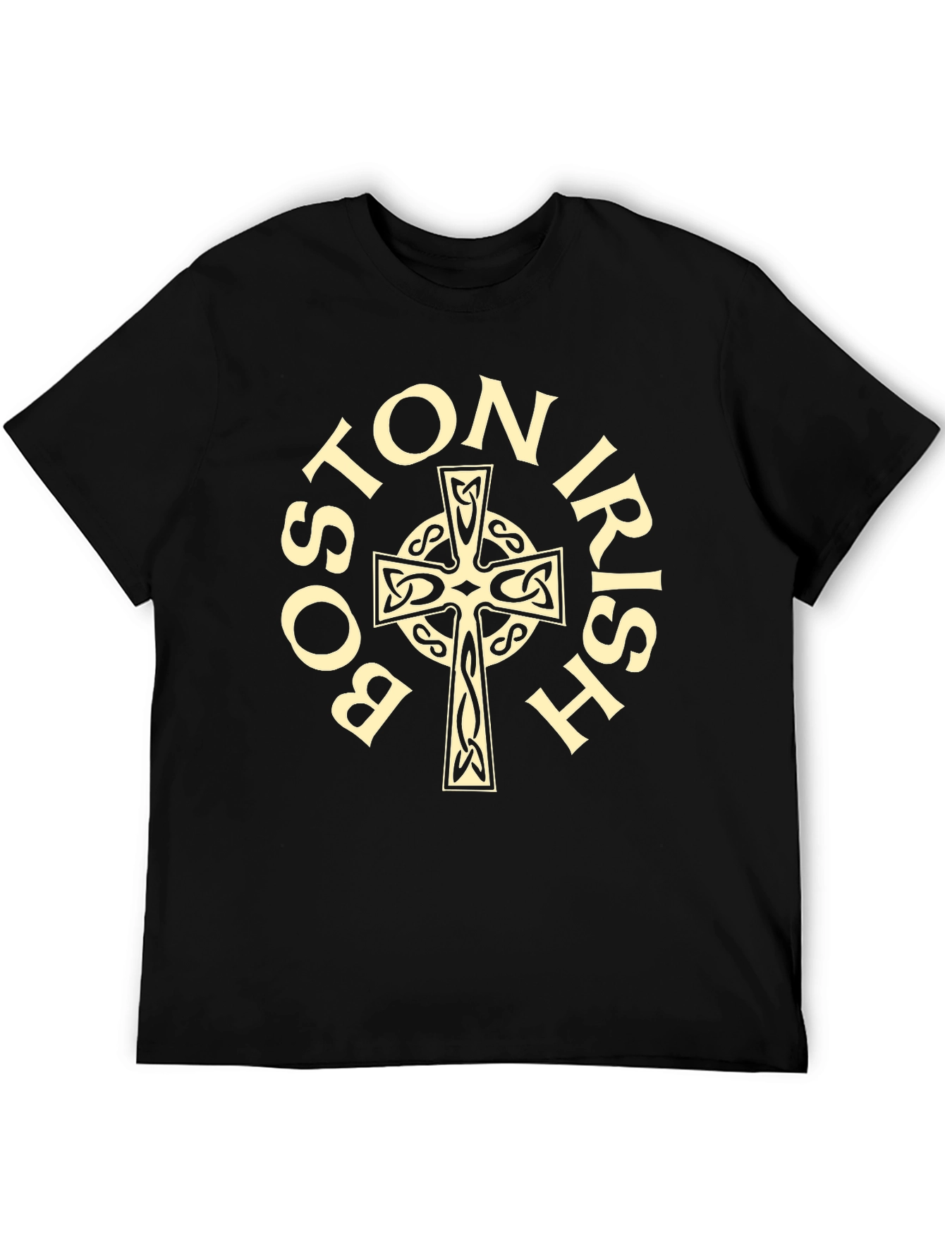 Boston Irish Celtic Cross Black T-Shirt