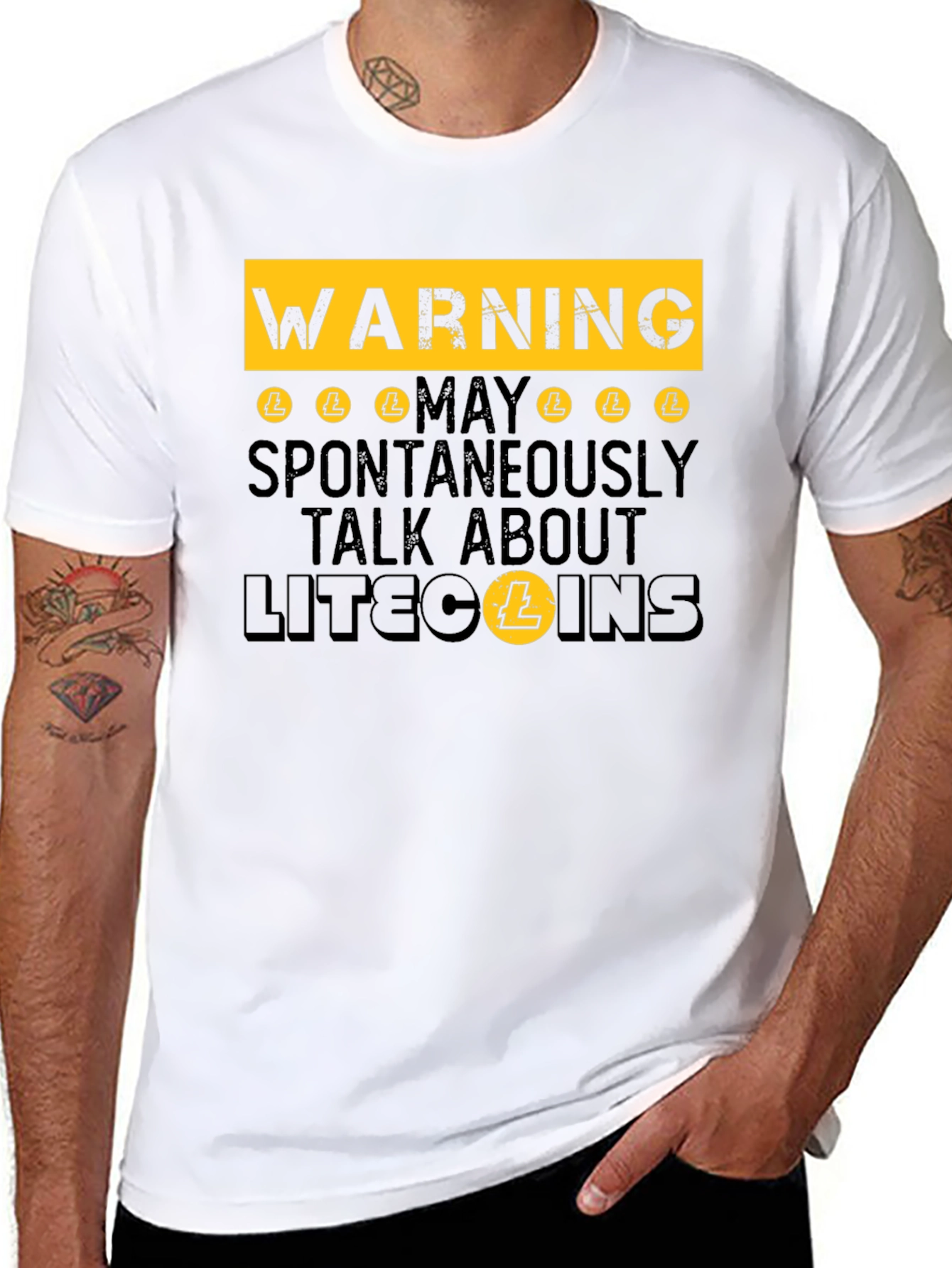 Warning: May Spontaneously Talk About Litecoins - Funny T-Shirt