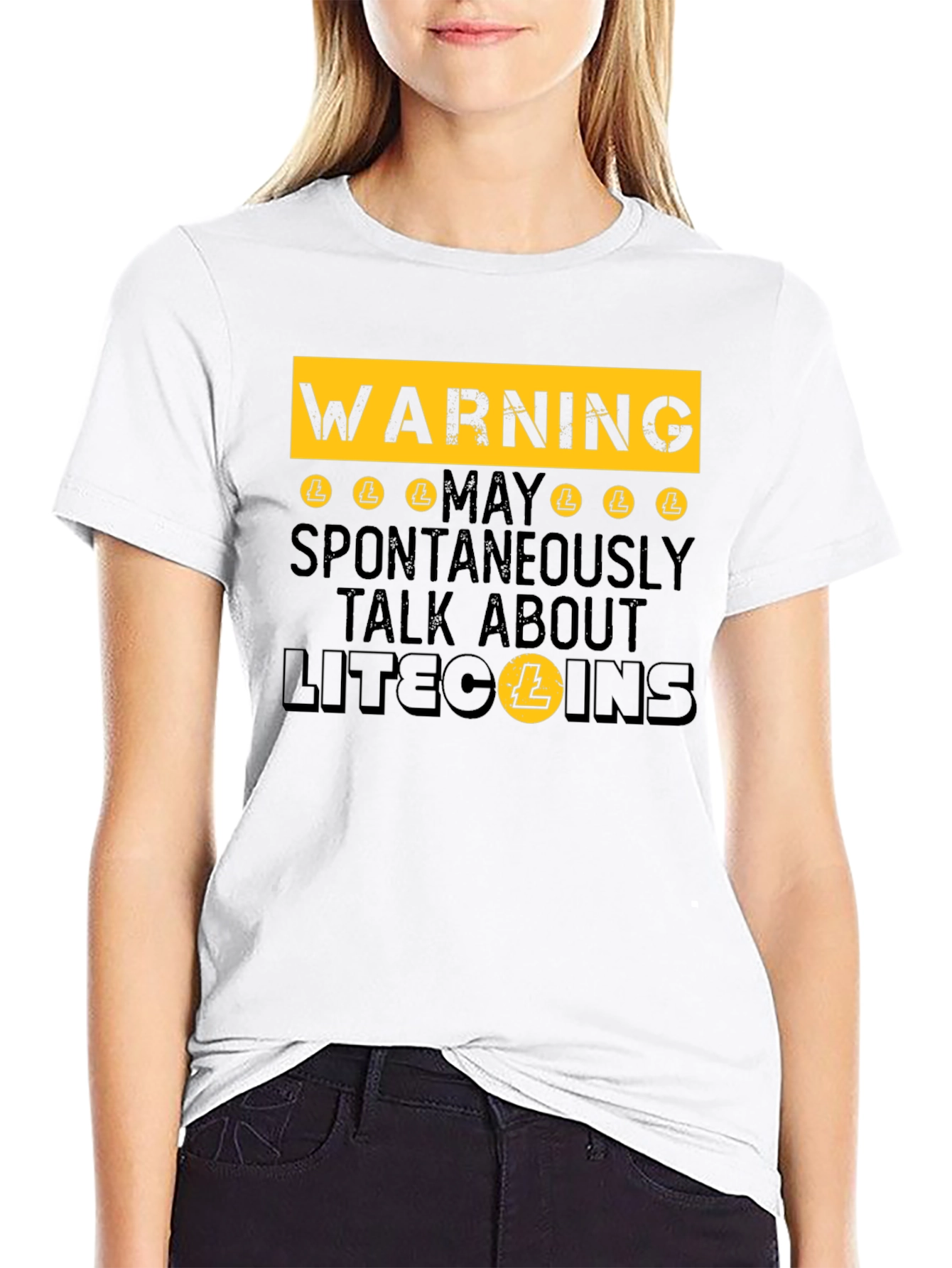Warning: May Spontaneously Talk About Litecoins - Funny T-Shirt