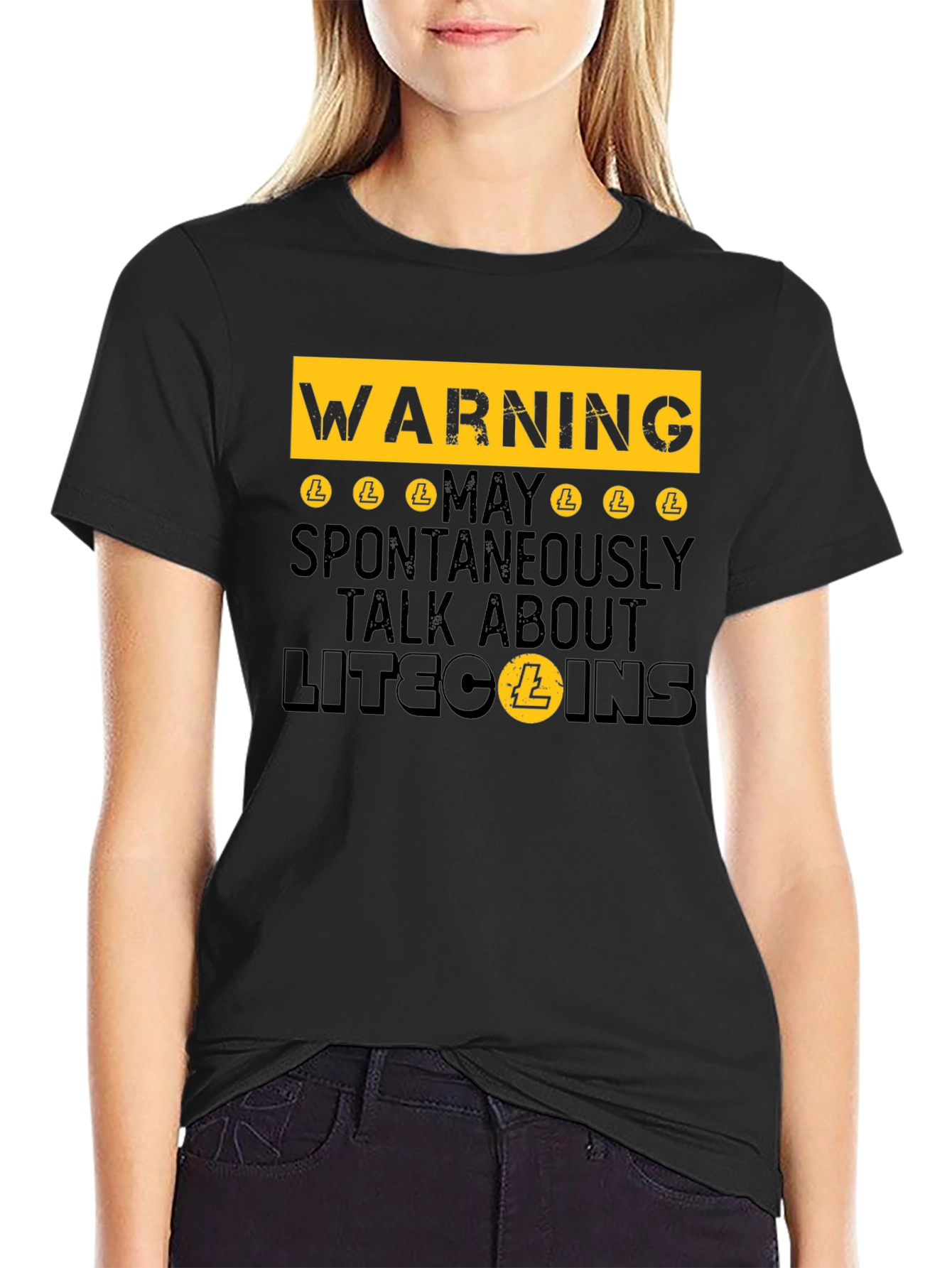 Warning: May Spontaneously Talk About Litecoins - Funny T-Shirt