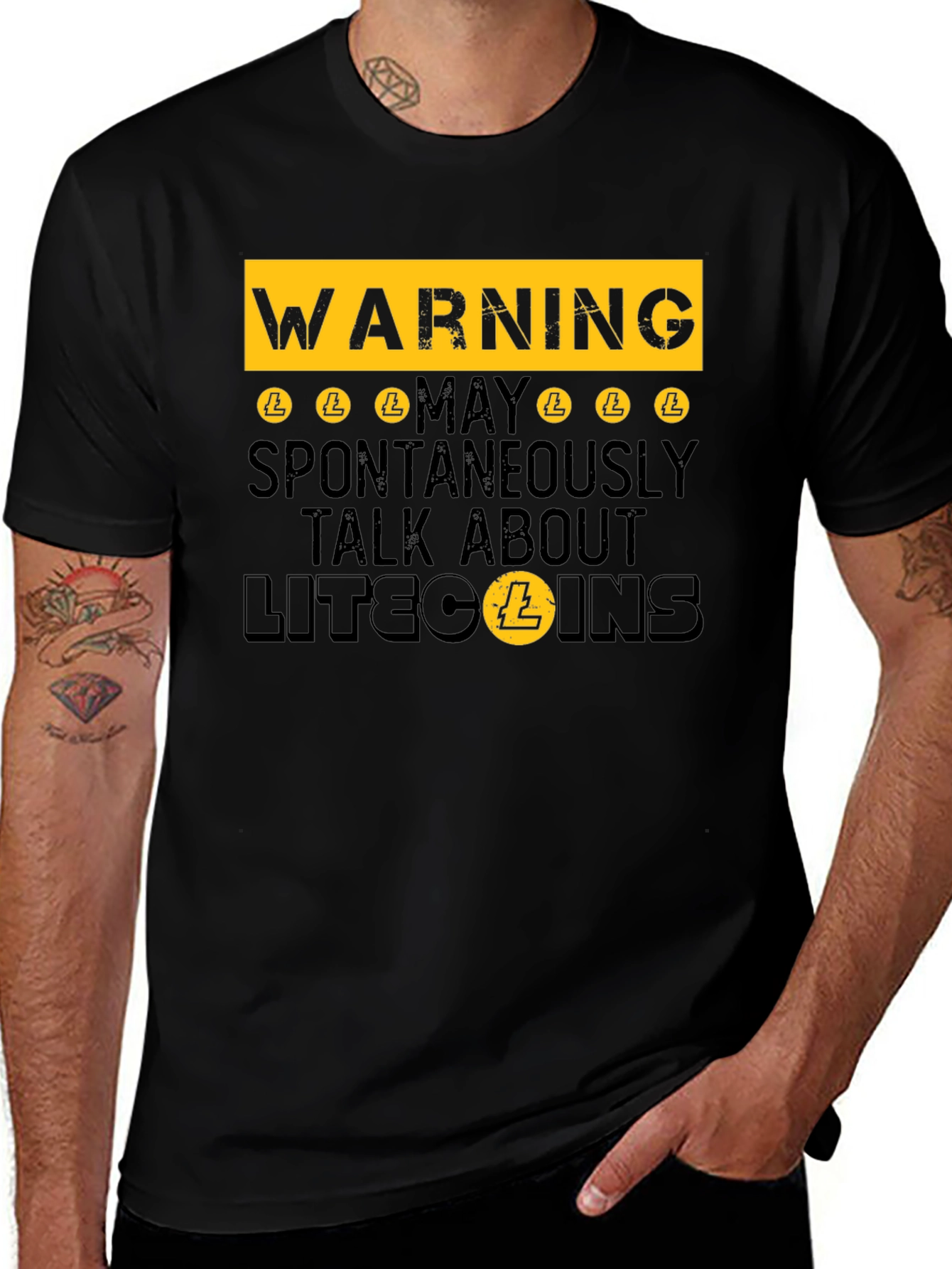 Warning: May Spontaneously Talk About Litecoins - Funny T-Shirt