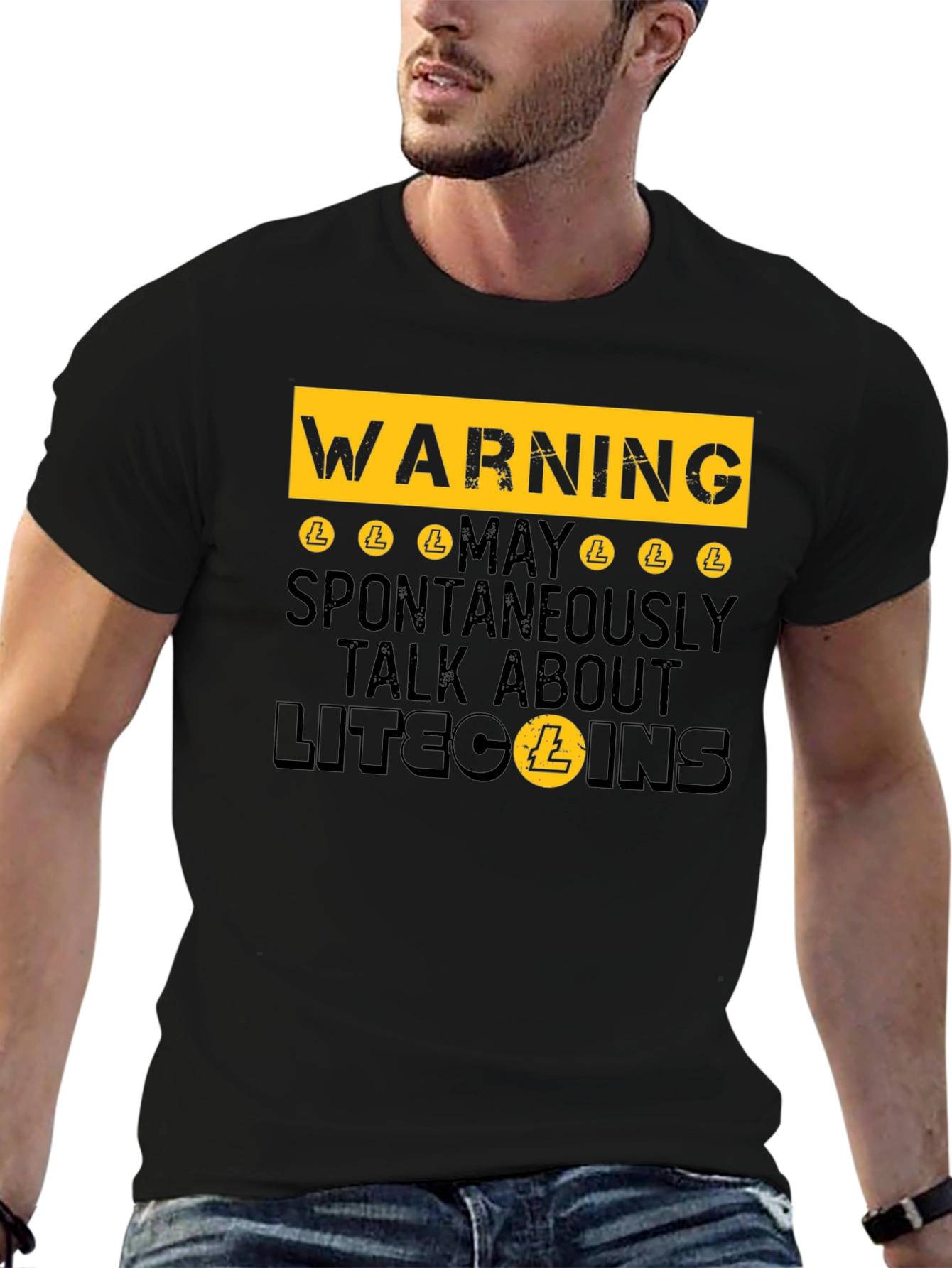 Warning: May Spontaneously Talk About Litecoins - Funny T-Shirt