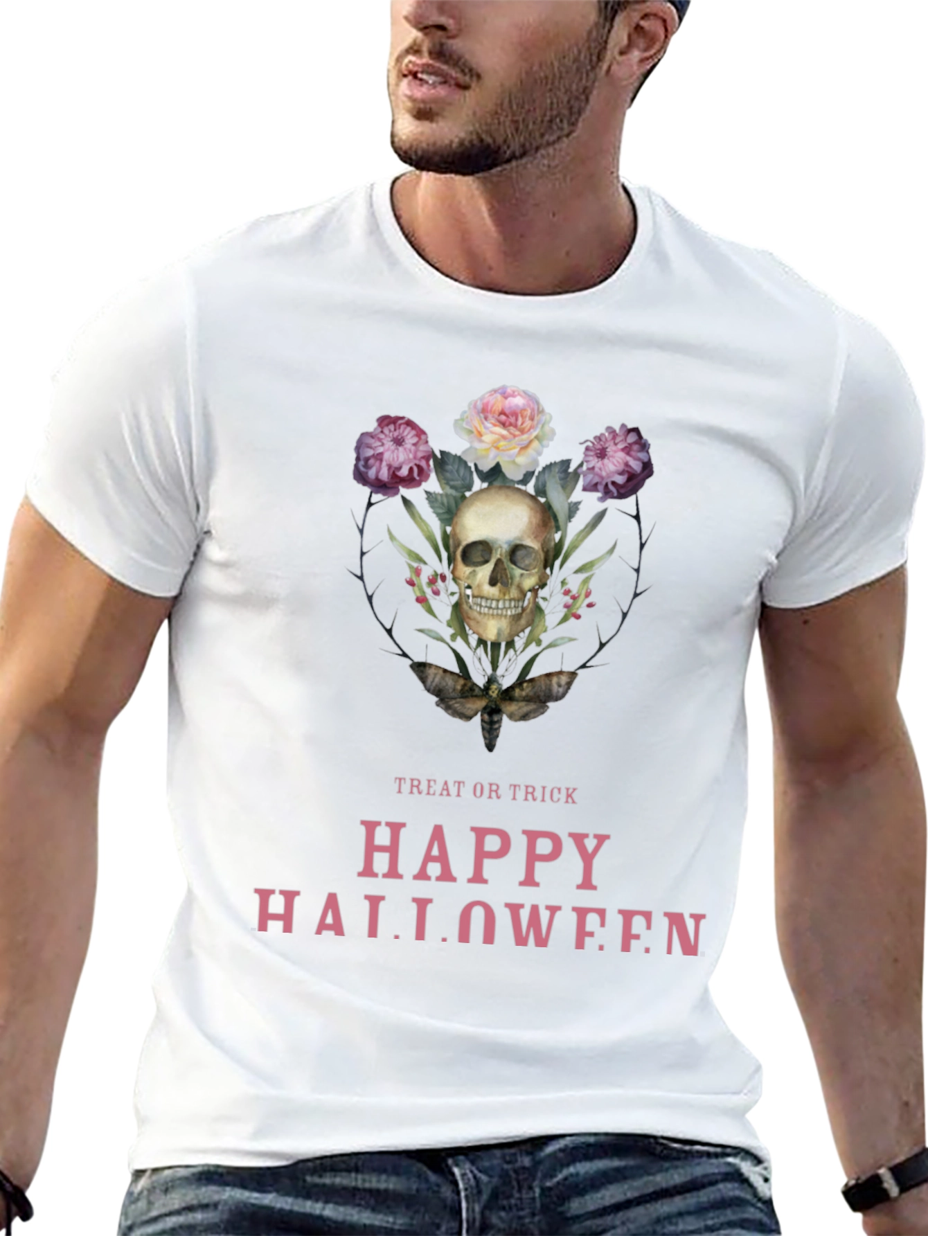 Skull & Flowers Halloween T-Shirt