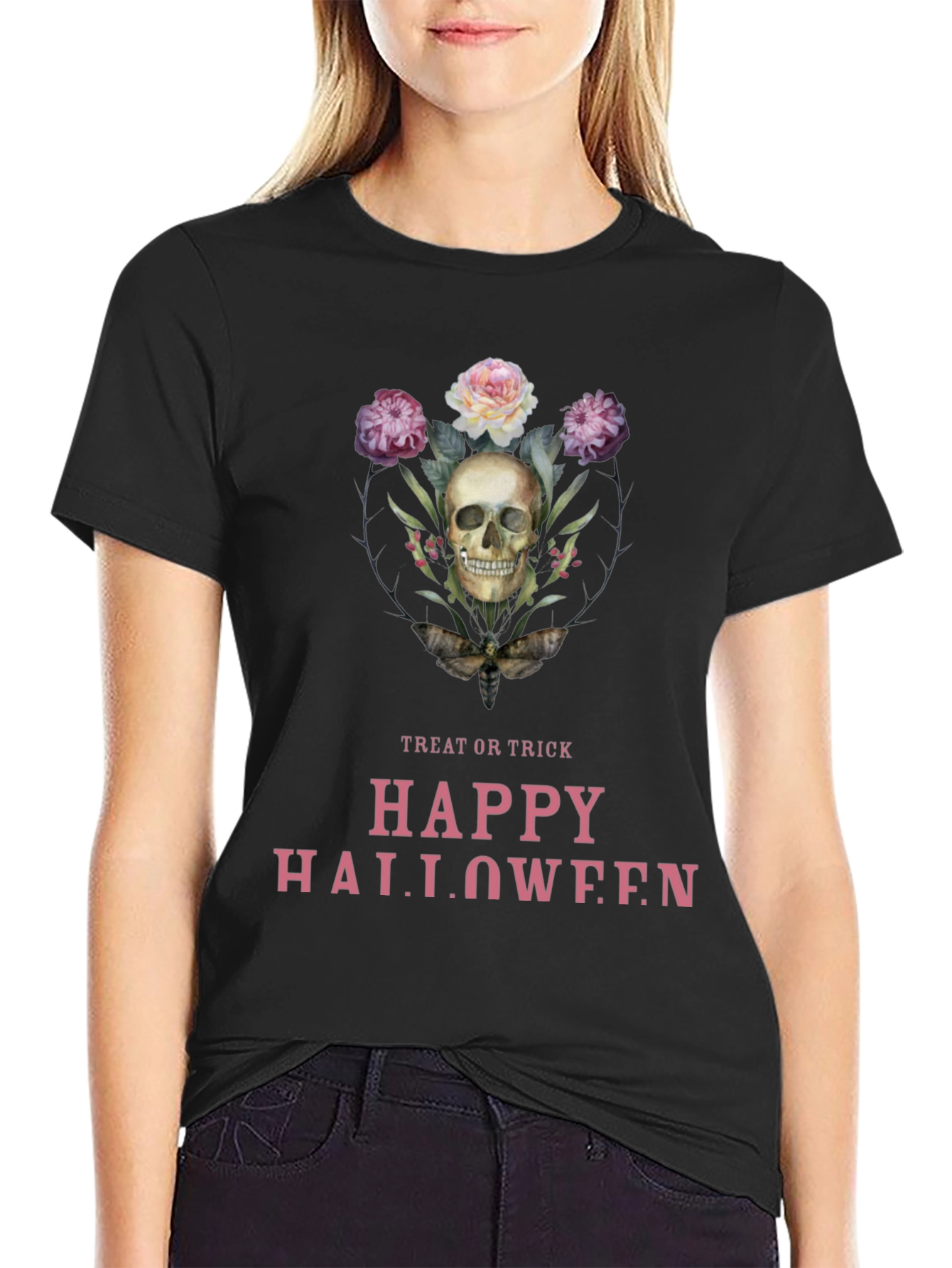 Skull & Flowers Halloween T-Shirt