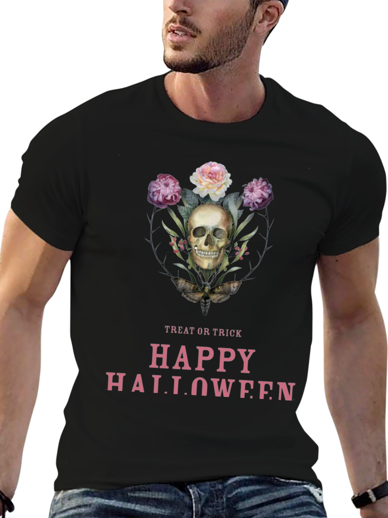 Skull & Flowers Halloween T-Shirt