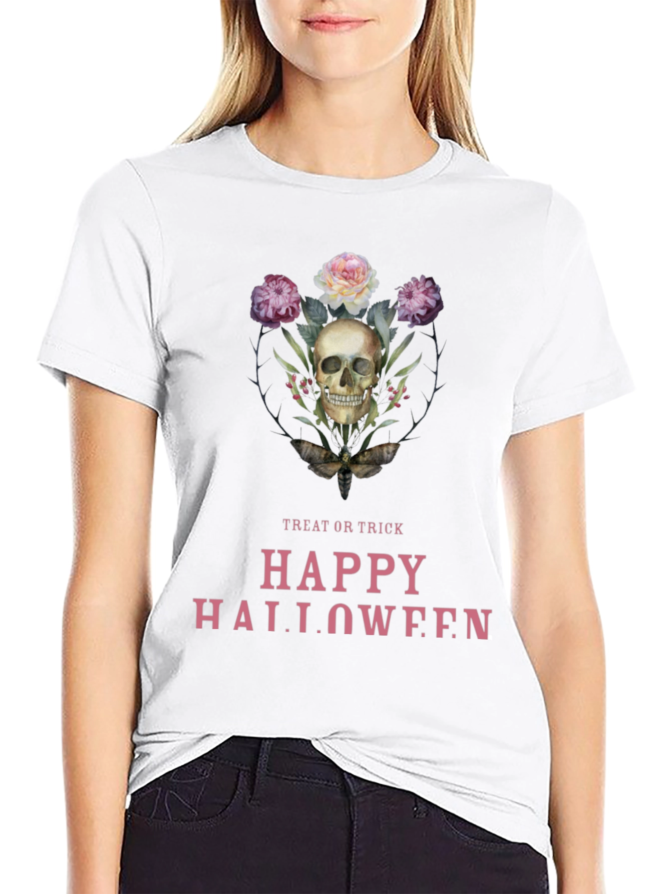 Skull & Flowers Halloween T-Shirt