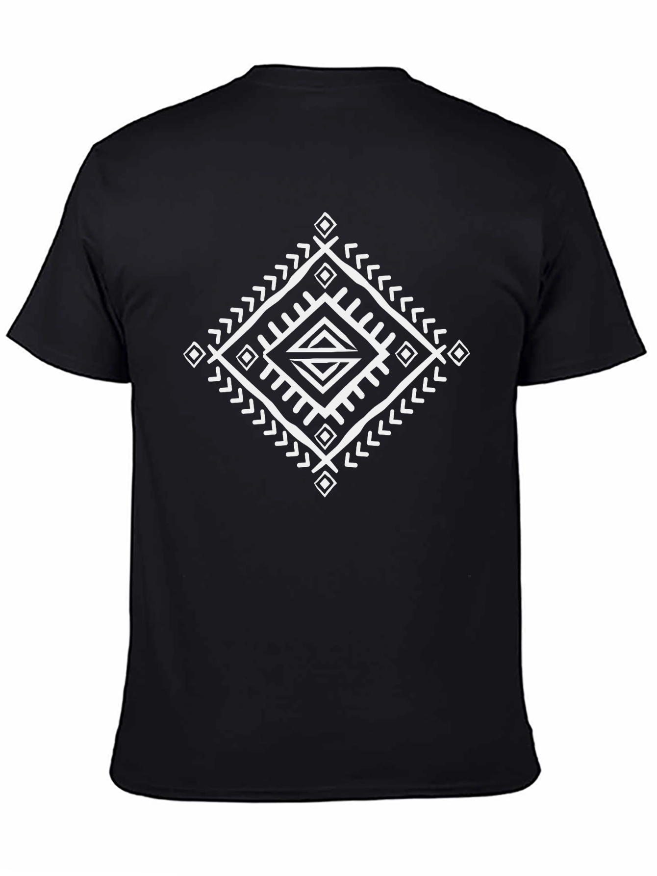 Tribal Diamond Graphic Tee - Black Cotton T-Shirt