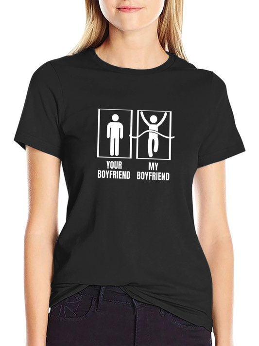 Funny My Boyfriend Swimmer Graphic T-Shirt