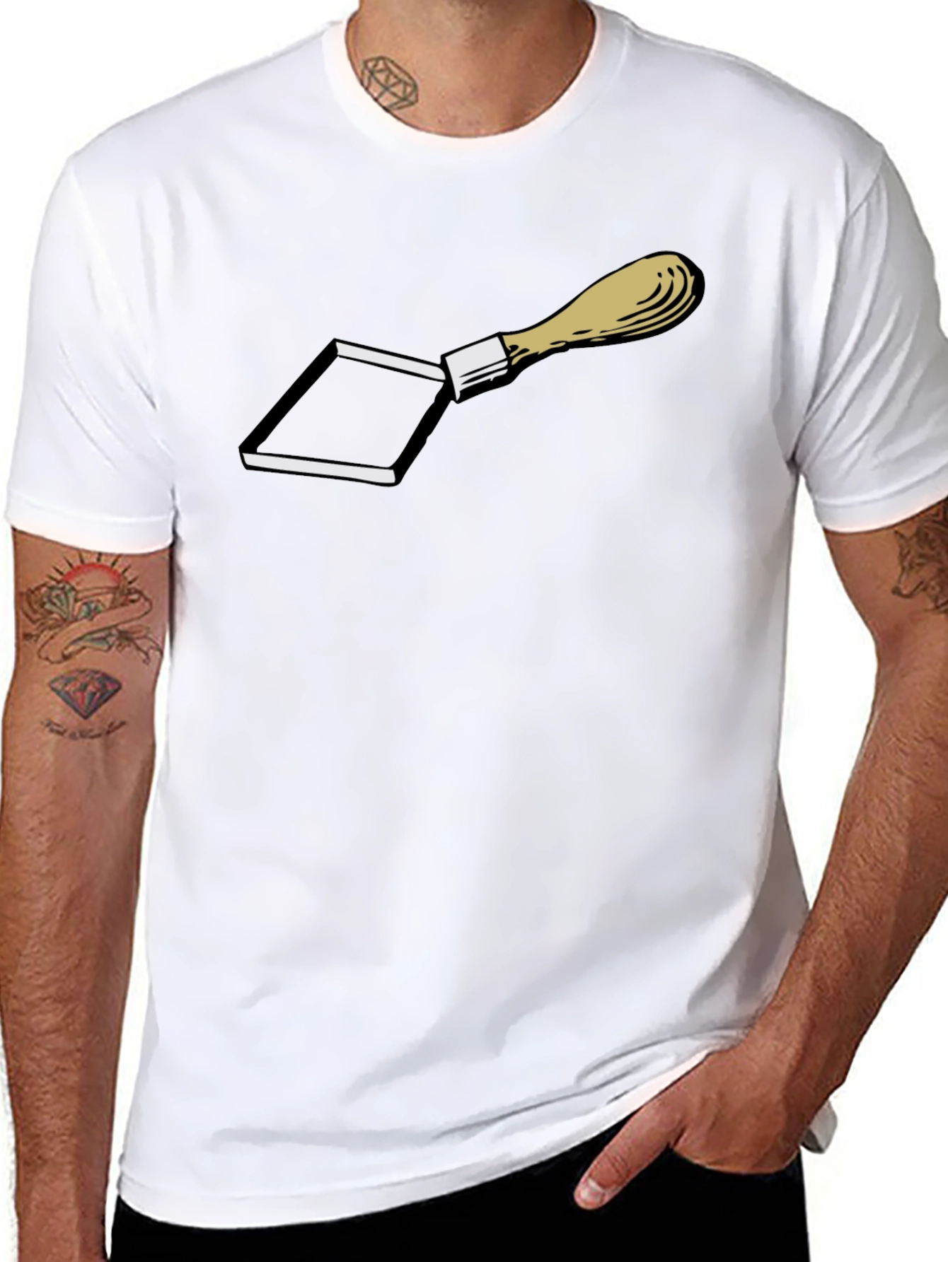 Novelty Trowel Graphic Print T-Shirt - Black