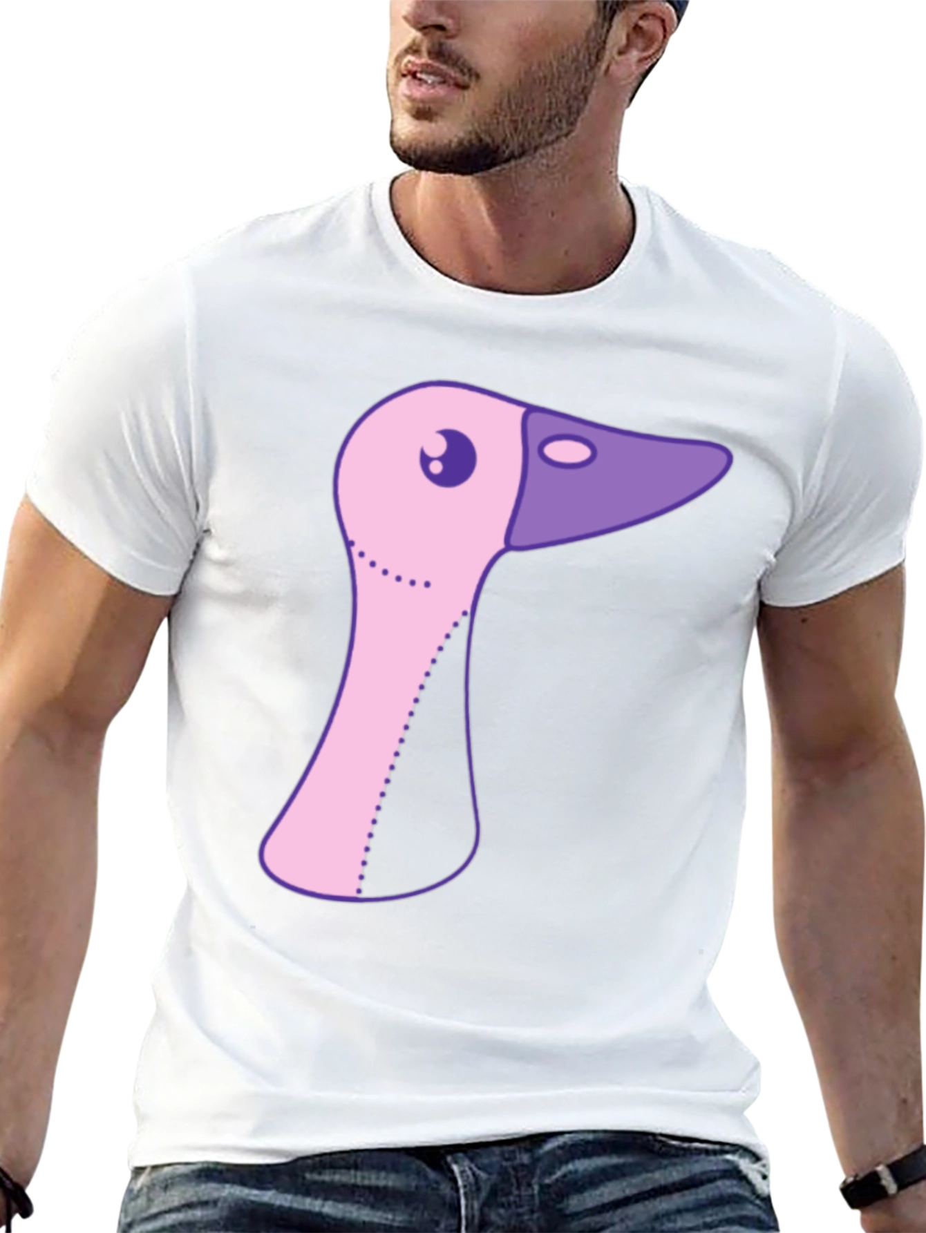 Cartoon Goose T-Shirt - Black Cotton Tee