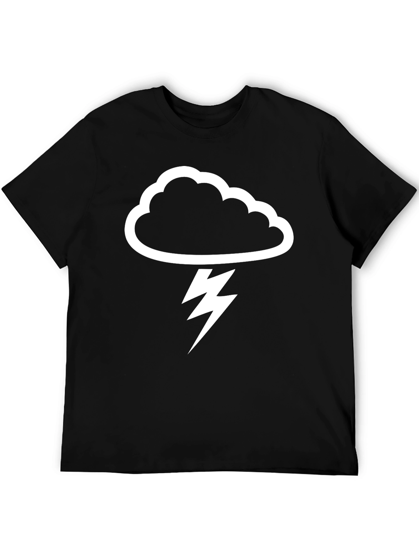 Storm Cloud Lightning Bolt Graphic T-Shirt - Black