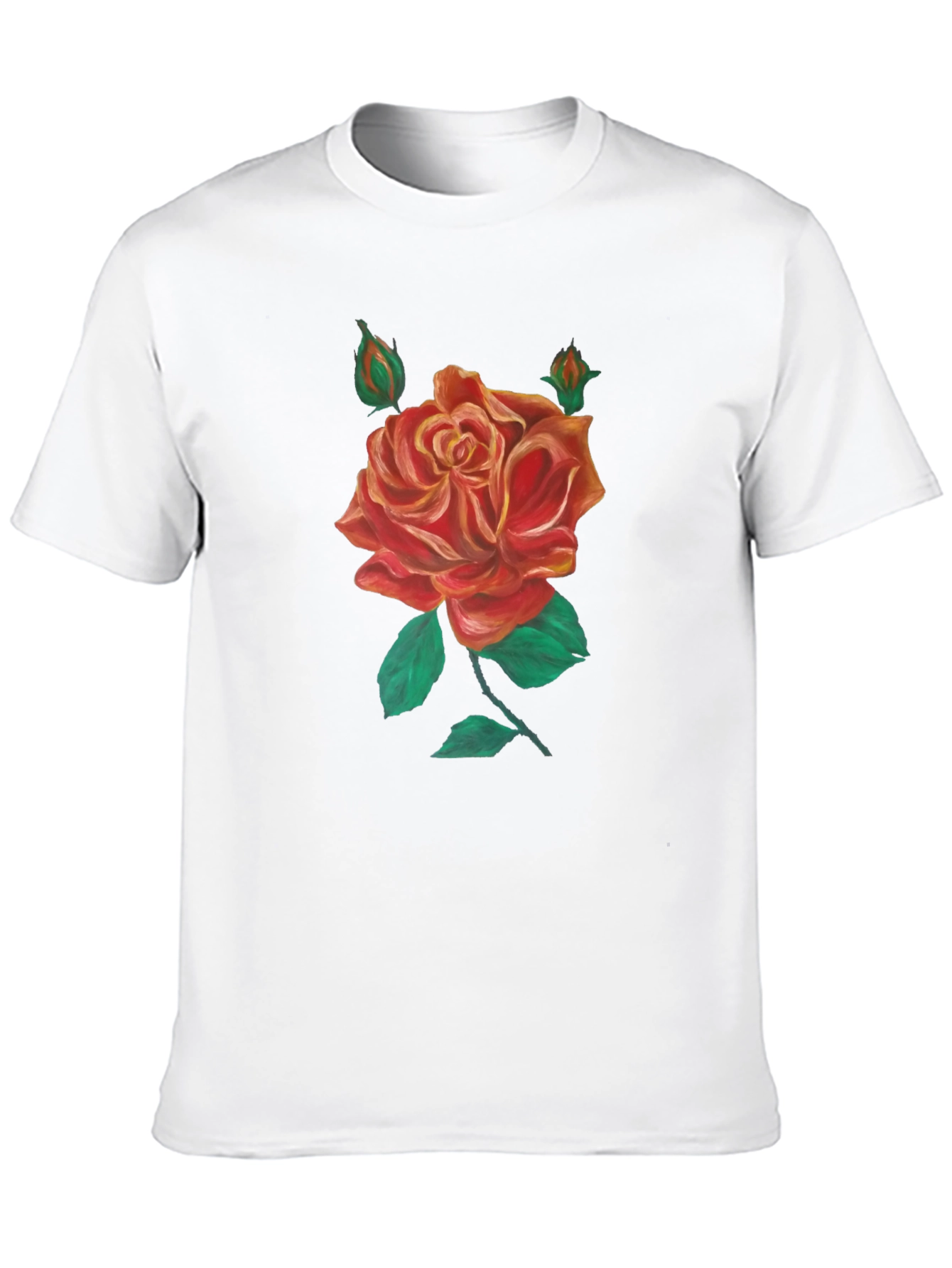 Black T-Shirt with Rose Graphic