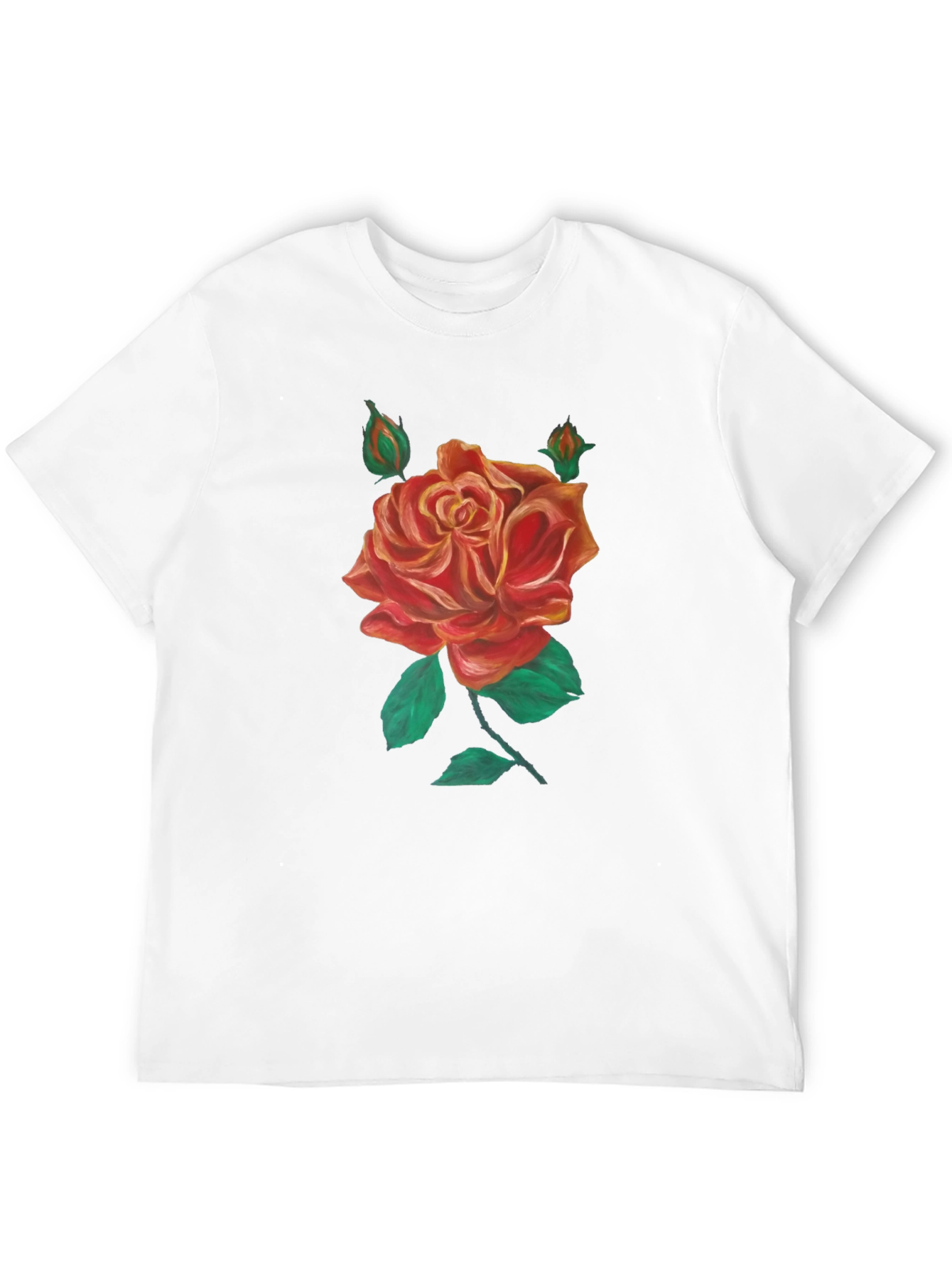 Black T-Shirt with Rose Graphic