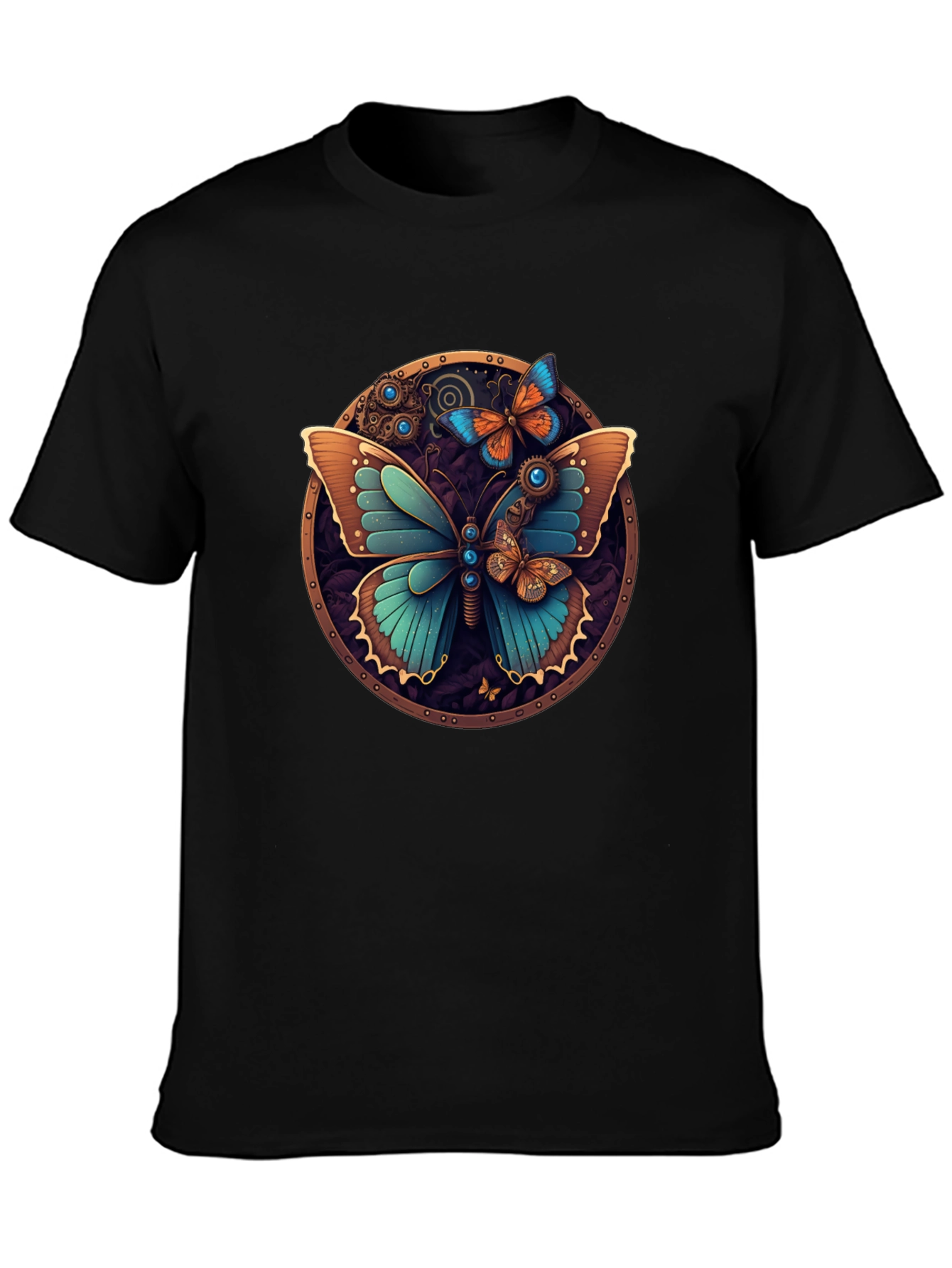 Steampunk Butterfly Graphic Tee - Unique Design