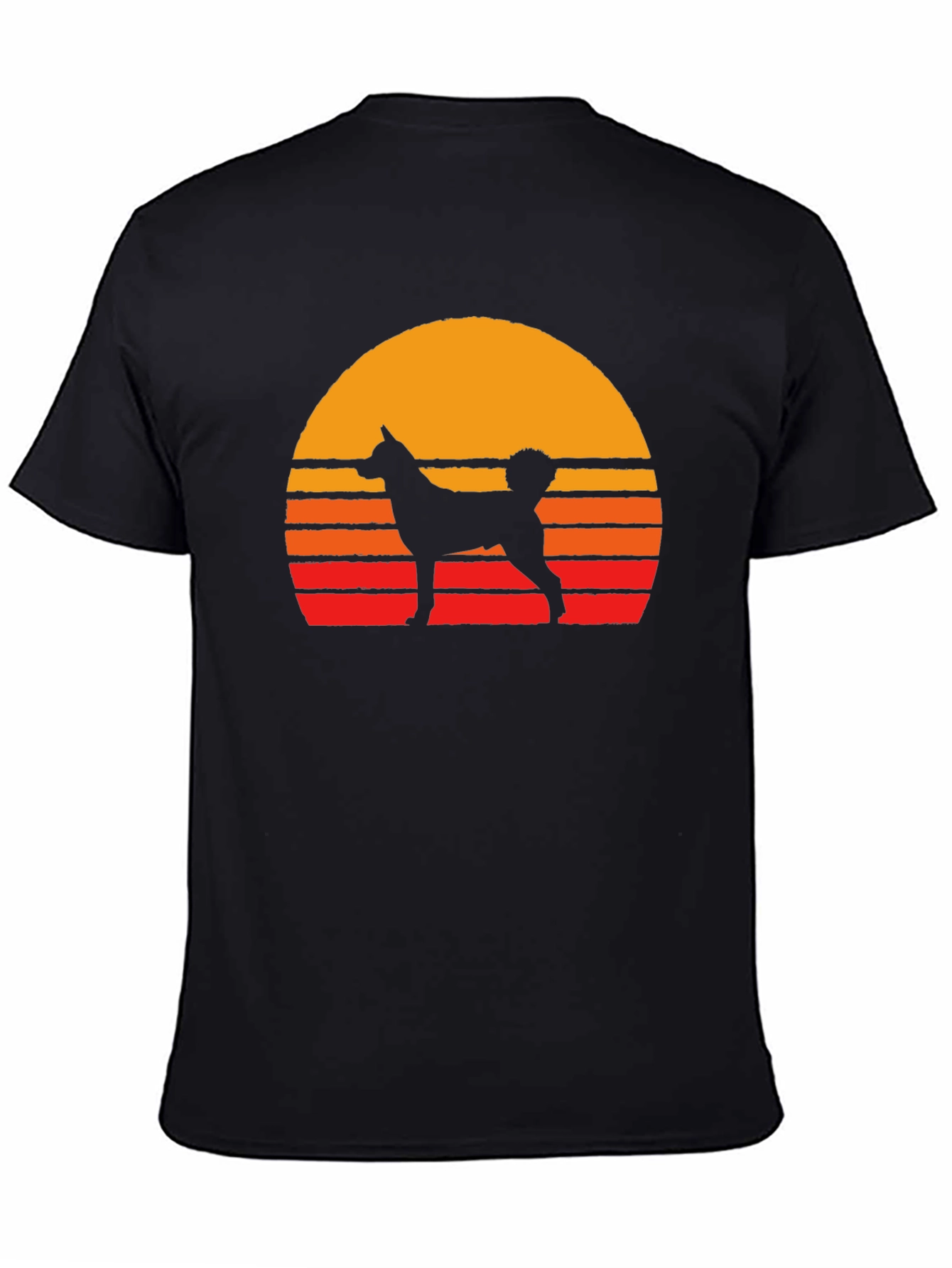 Retro Dog Sunset Graphic Tee - Black