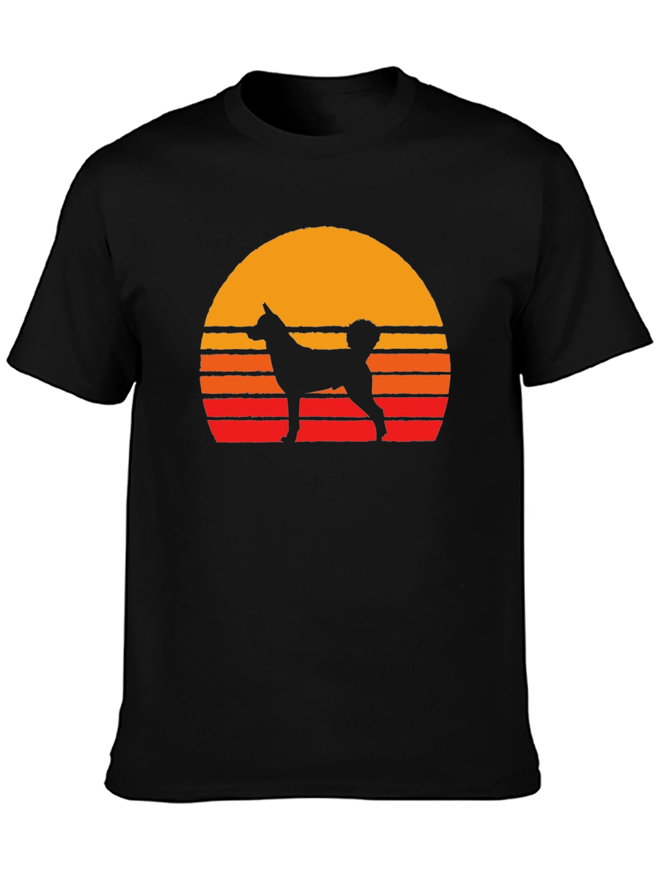 Retro Dog Sunset Graphic Tee - Black