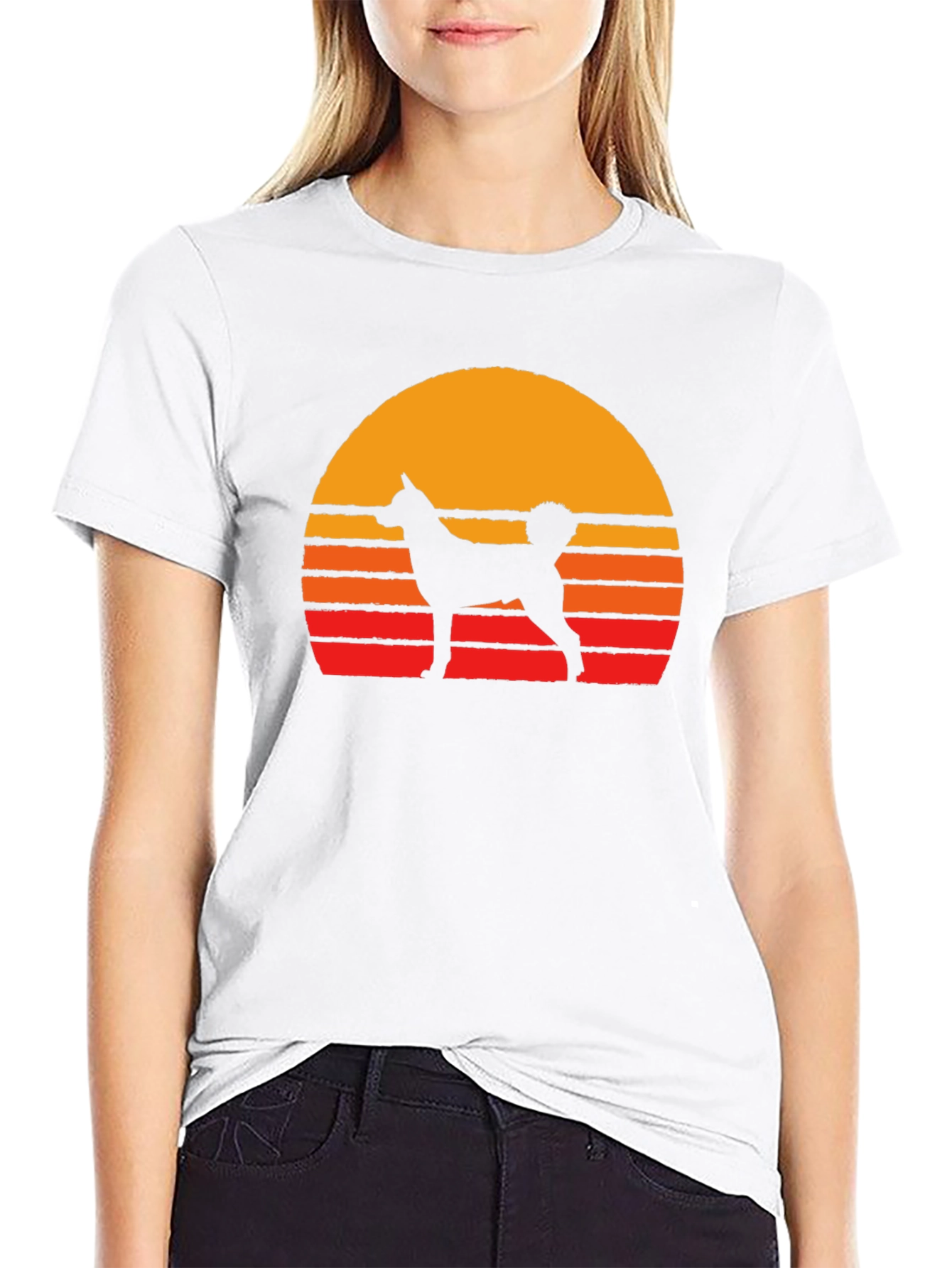 Retro Dog Sunset Graphic Tee - Black