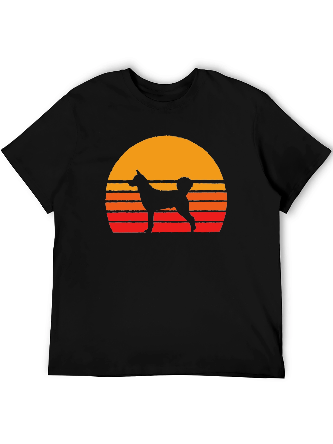 Retro Dog Sunset Graphic Tee - Black