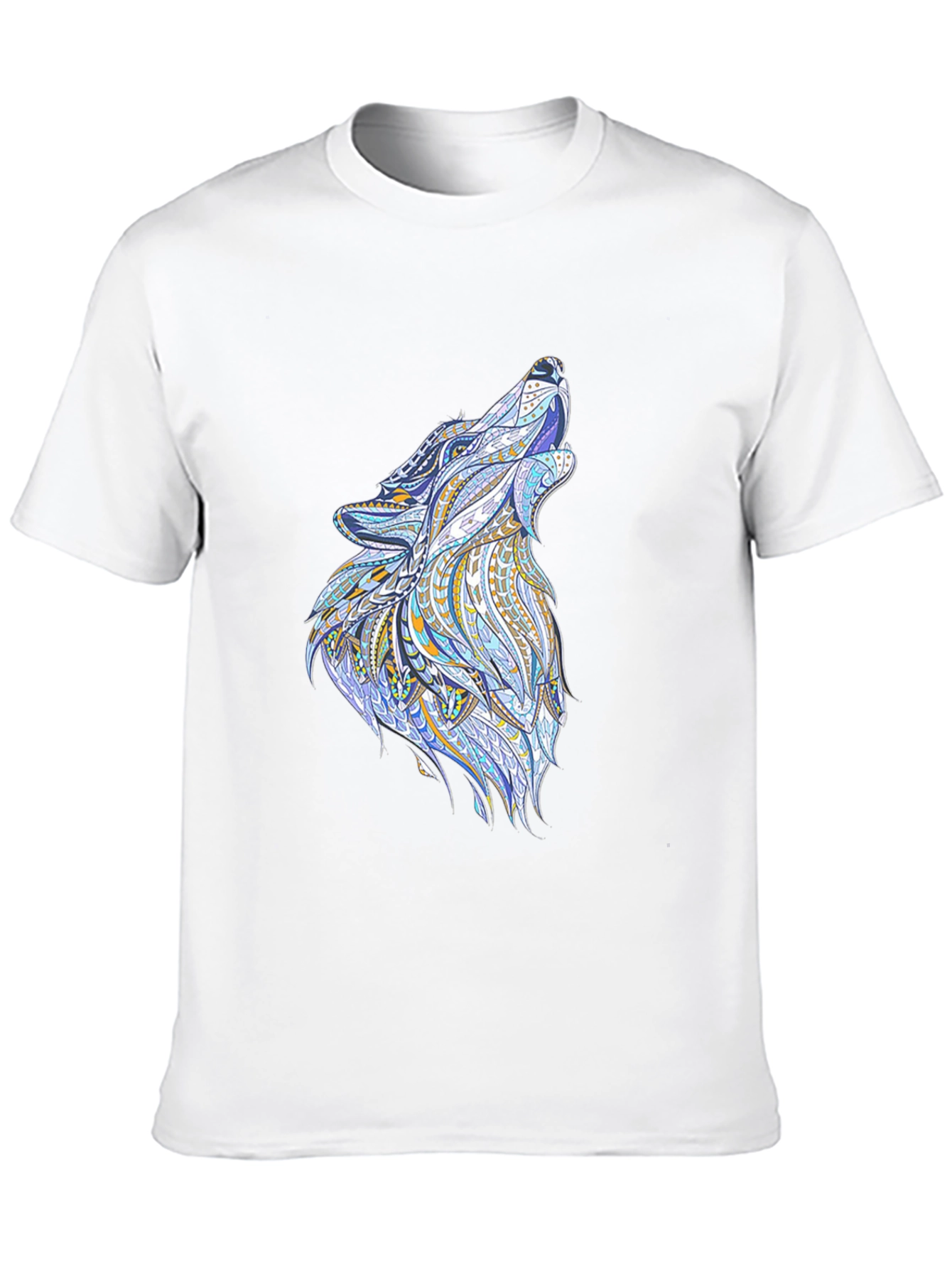 Mens Black Tee with Wolf Graphic