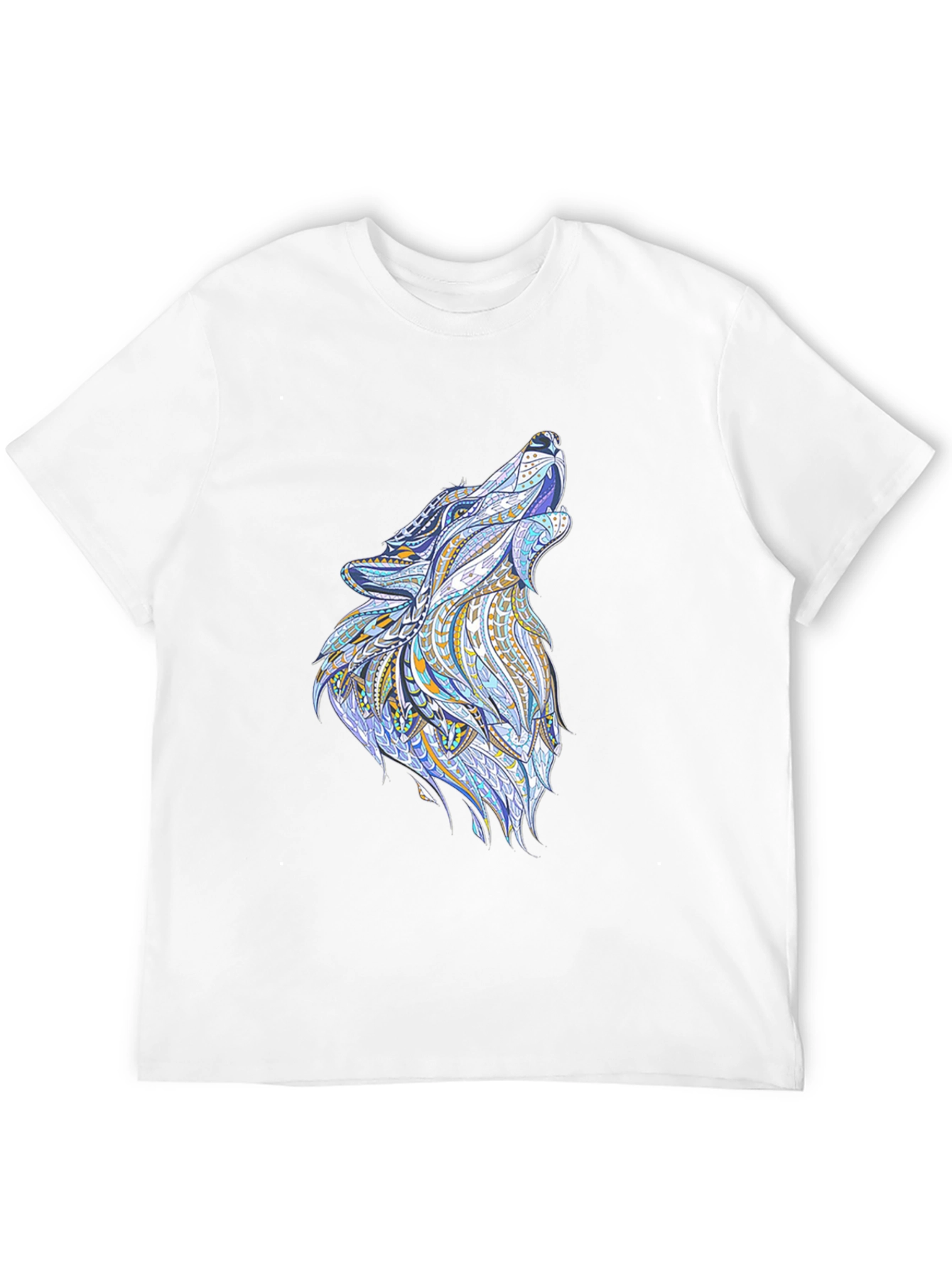 Mens Black Tee with Wolf Graphic