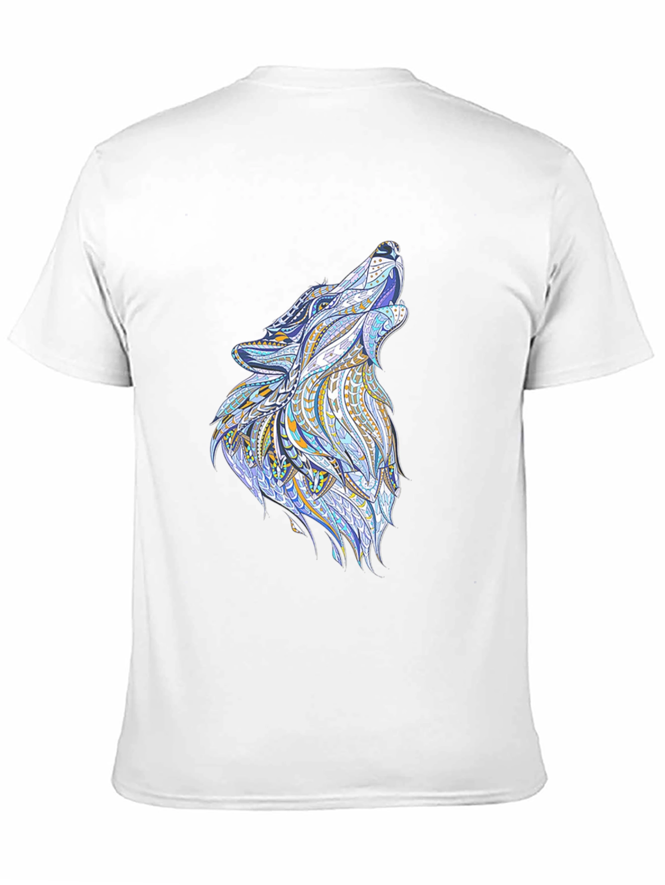 Mens Black Tee with Wolf Graphic