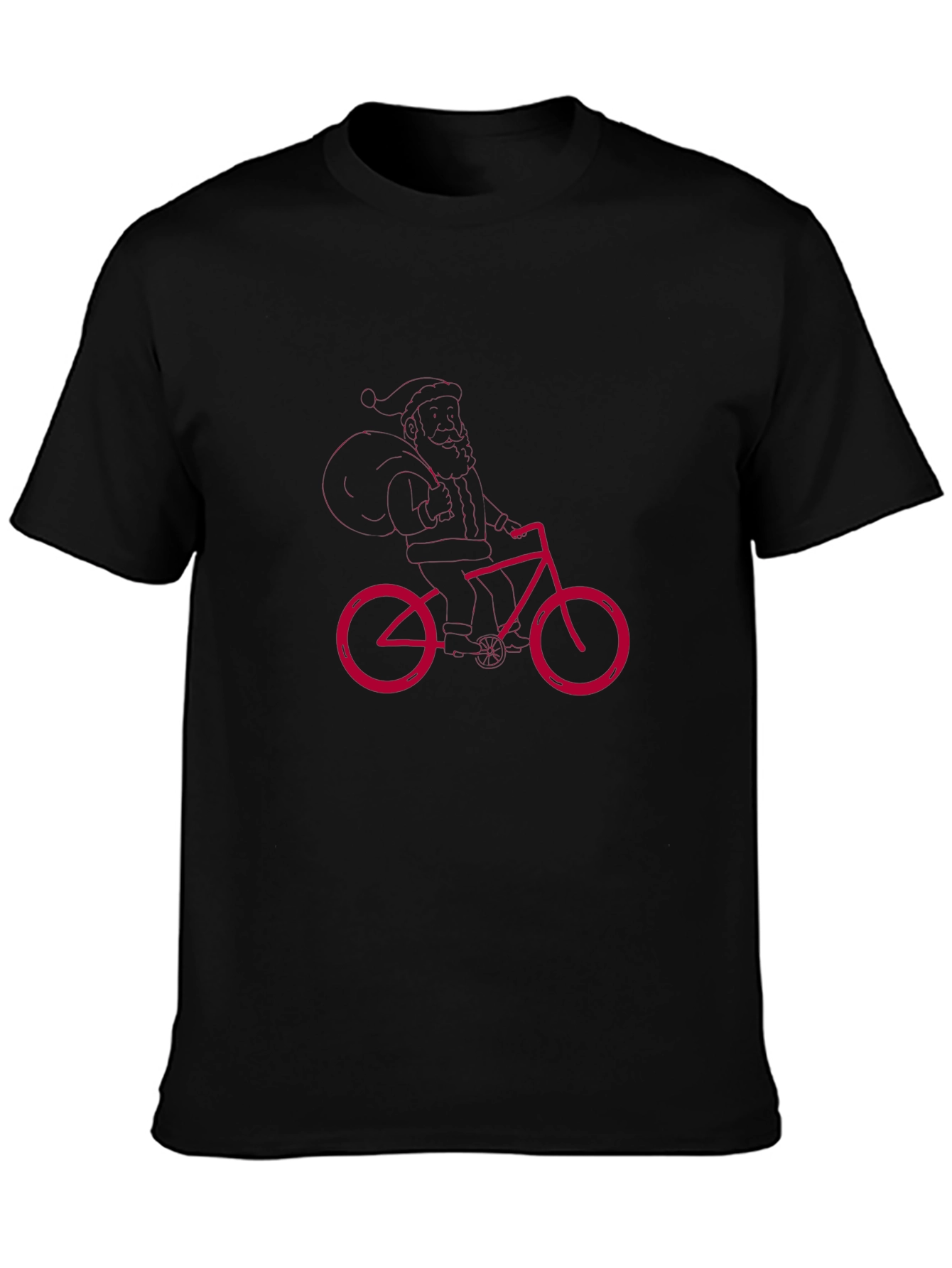 Santa Riding Bike Graphic T-Shirt