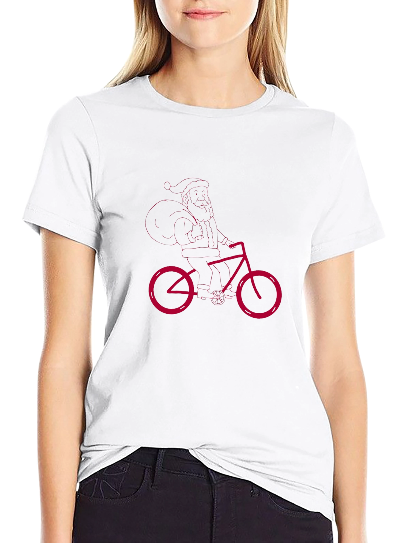 Santa Riding Bike Graphic T-Shirt