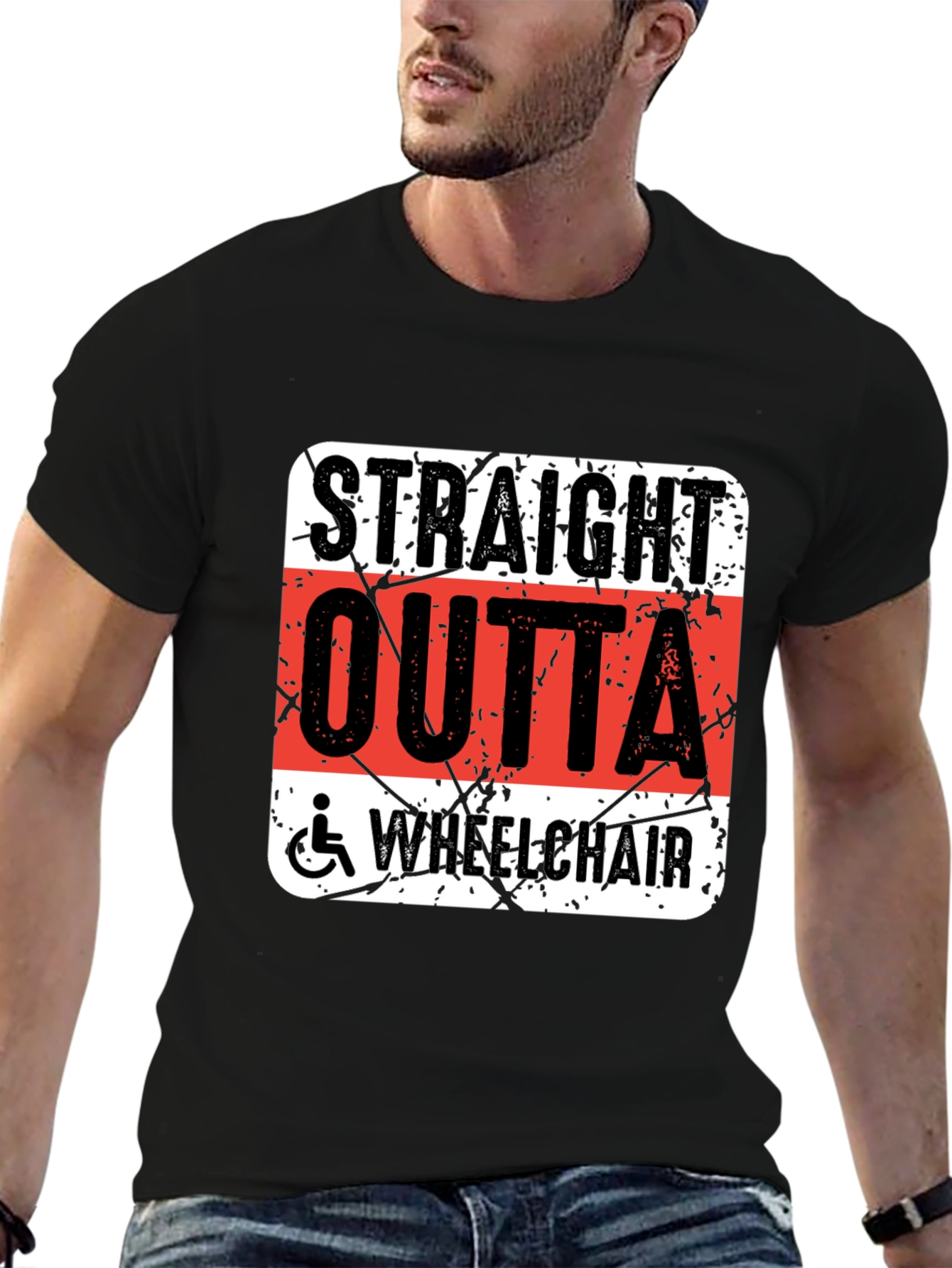 Straight Outta Wheelchair Graphic T-Shirt