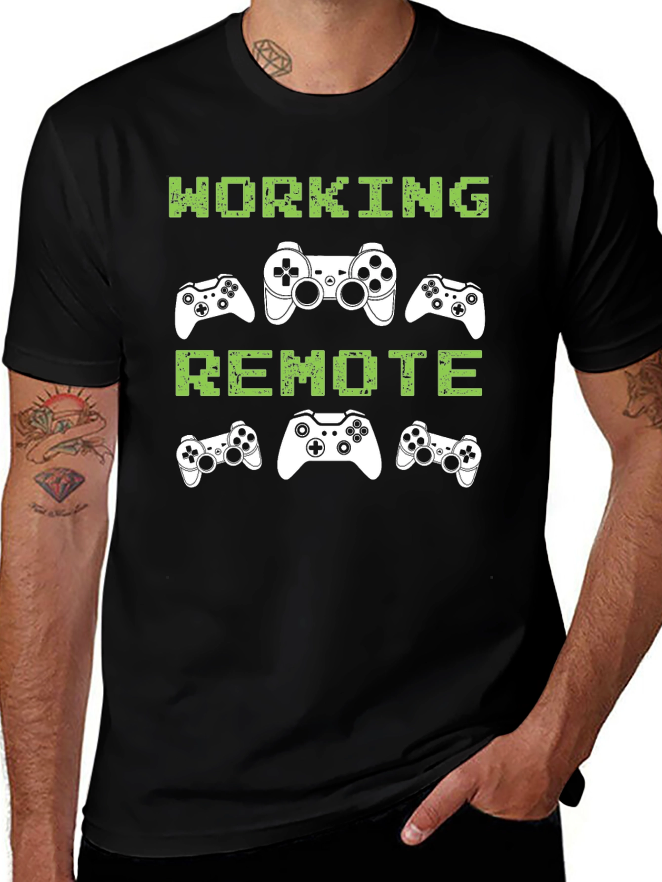 Working Remote Gamer T-Shirt - Black Graphic Tee