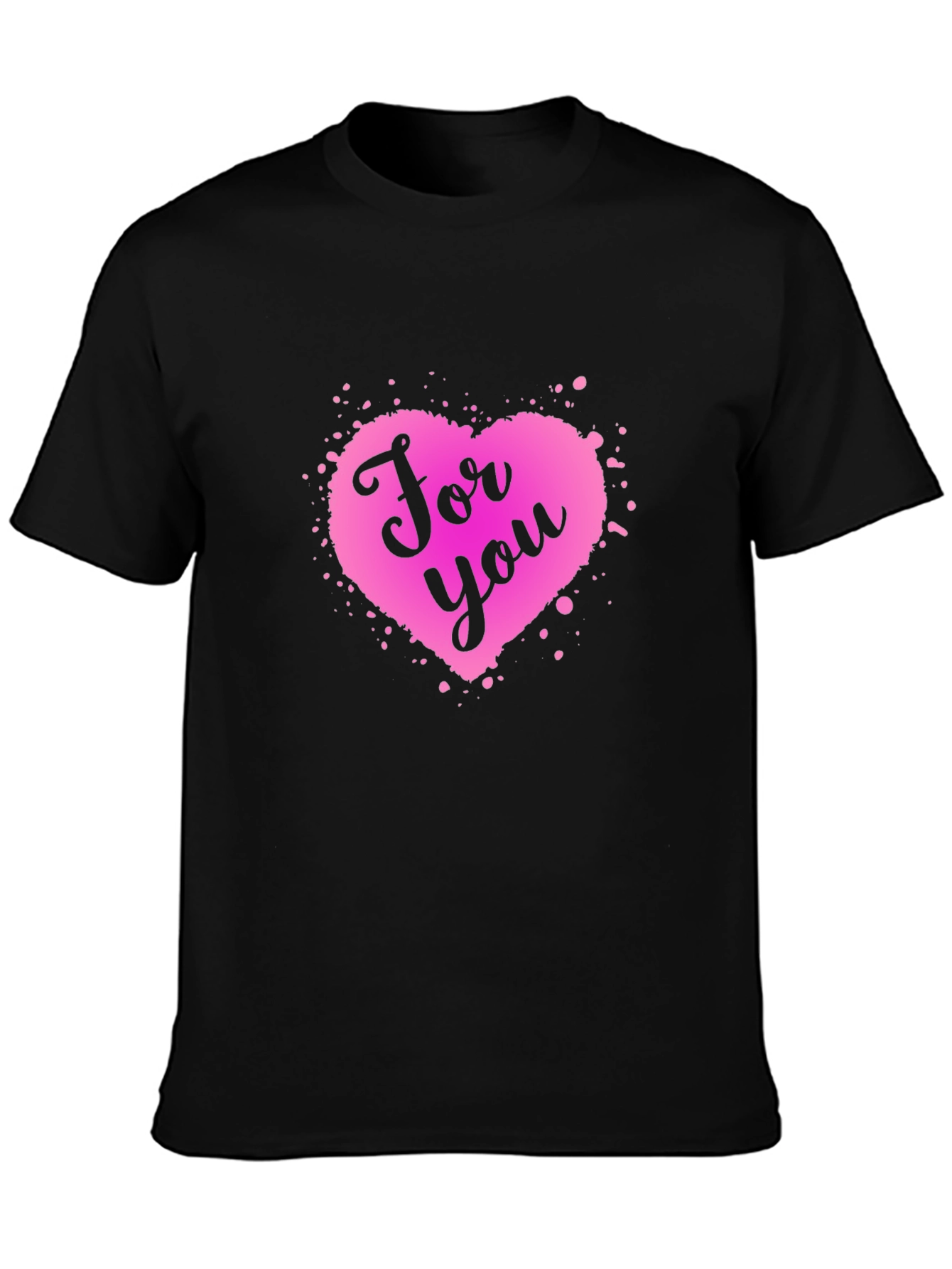 For You Heart Graphic Black T-Shirt