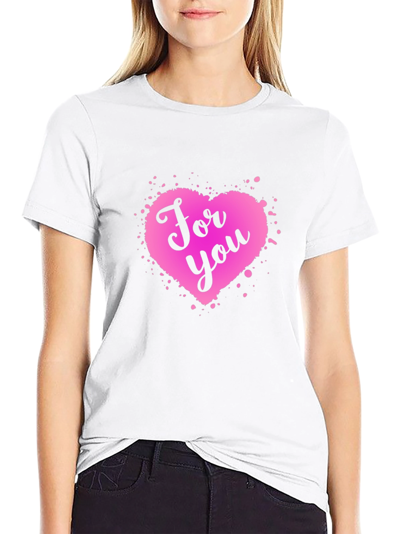 For You Heart Graphic Black T-Shirt
