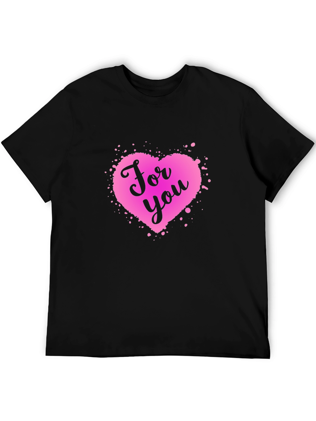 For You Heart Graphic Black T-Shirt