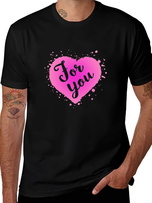 For You Heart Graphic Black T-Shirt
