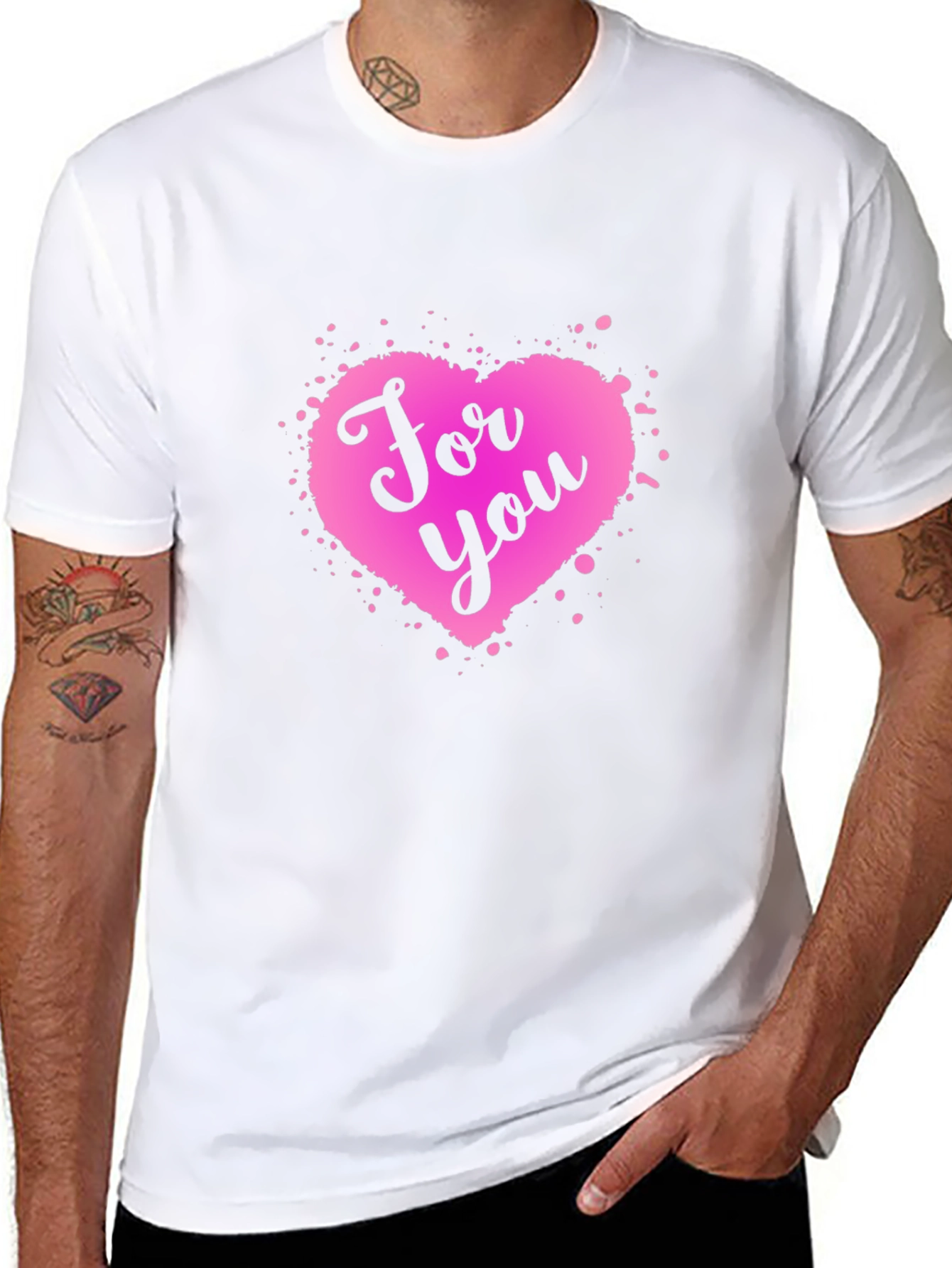 For You Heart Graphic Black T-Shirt