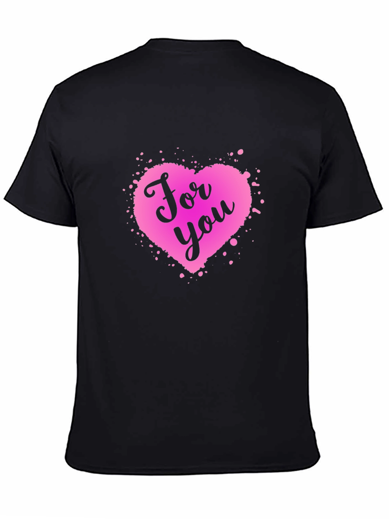 For You Heart Graphic Black T-Shirt