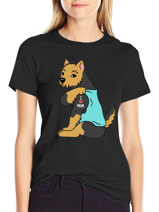 Dog Lover T-Shirt - I Heart Mom Tattoo