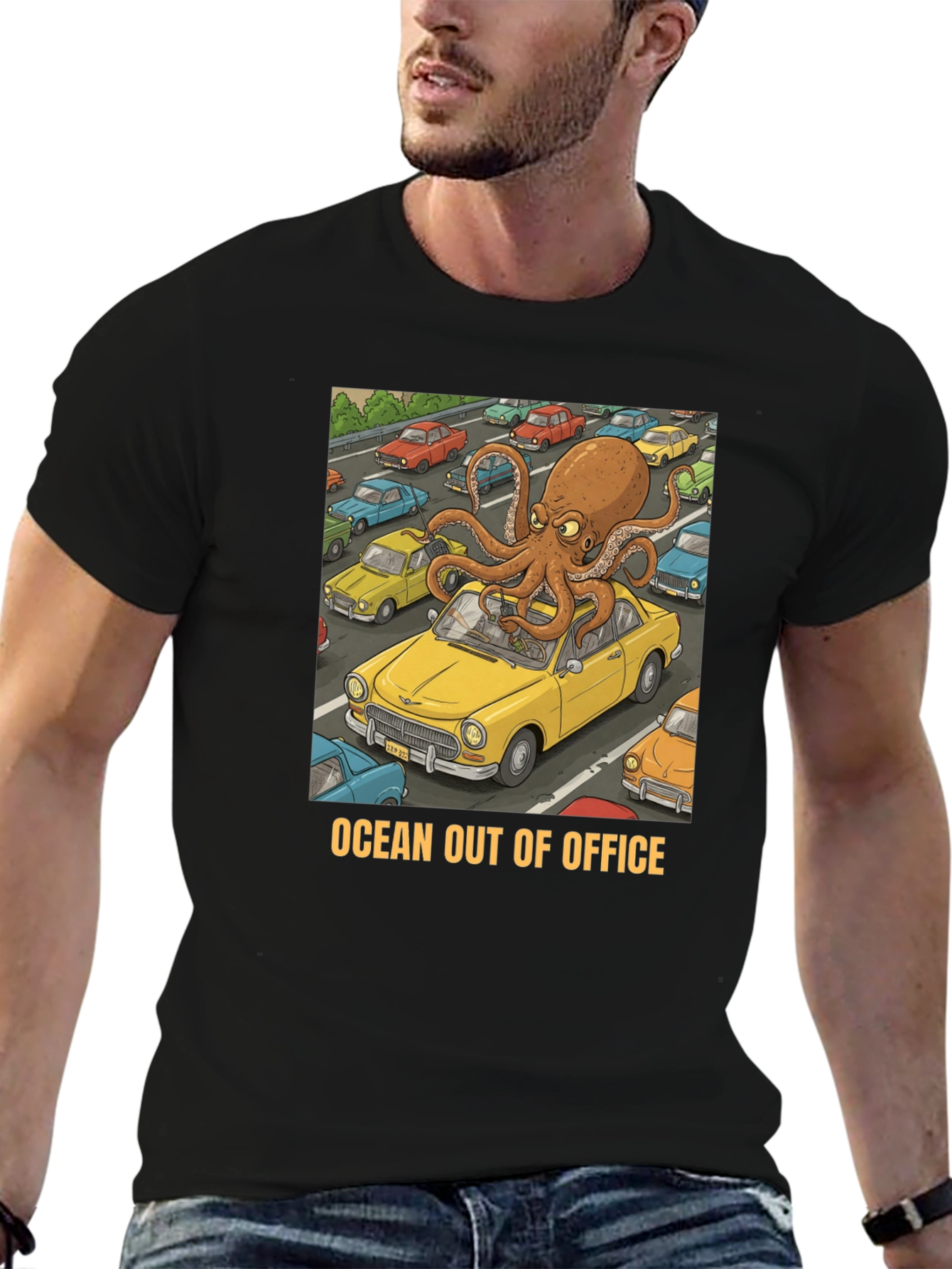 Ocean Out of Office T-Shirt - Octopus Car Graphic