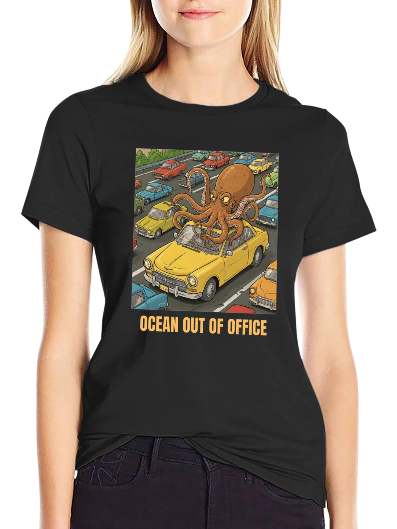 Ocean Out of Office T-Shirt - Octopus Car Graphic