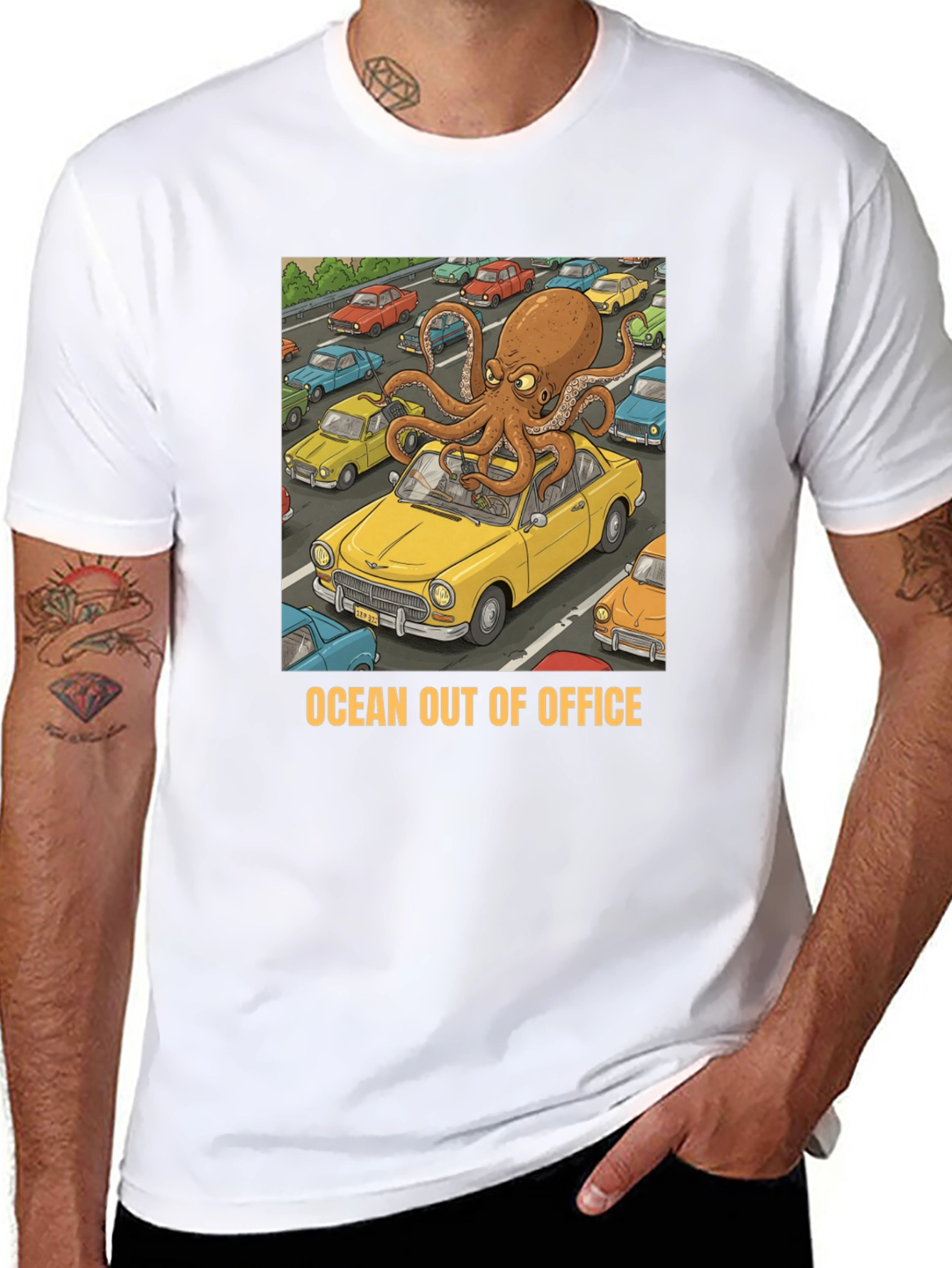 Ocean Out of Office T-Shirt - Octopus Car Graphic