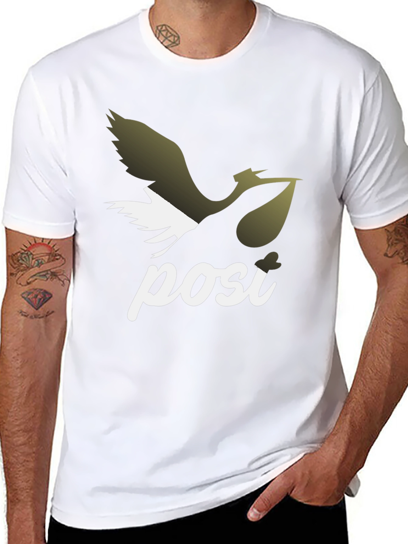 Stork Posi Graphic Print Black T-Shirt