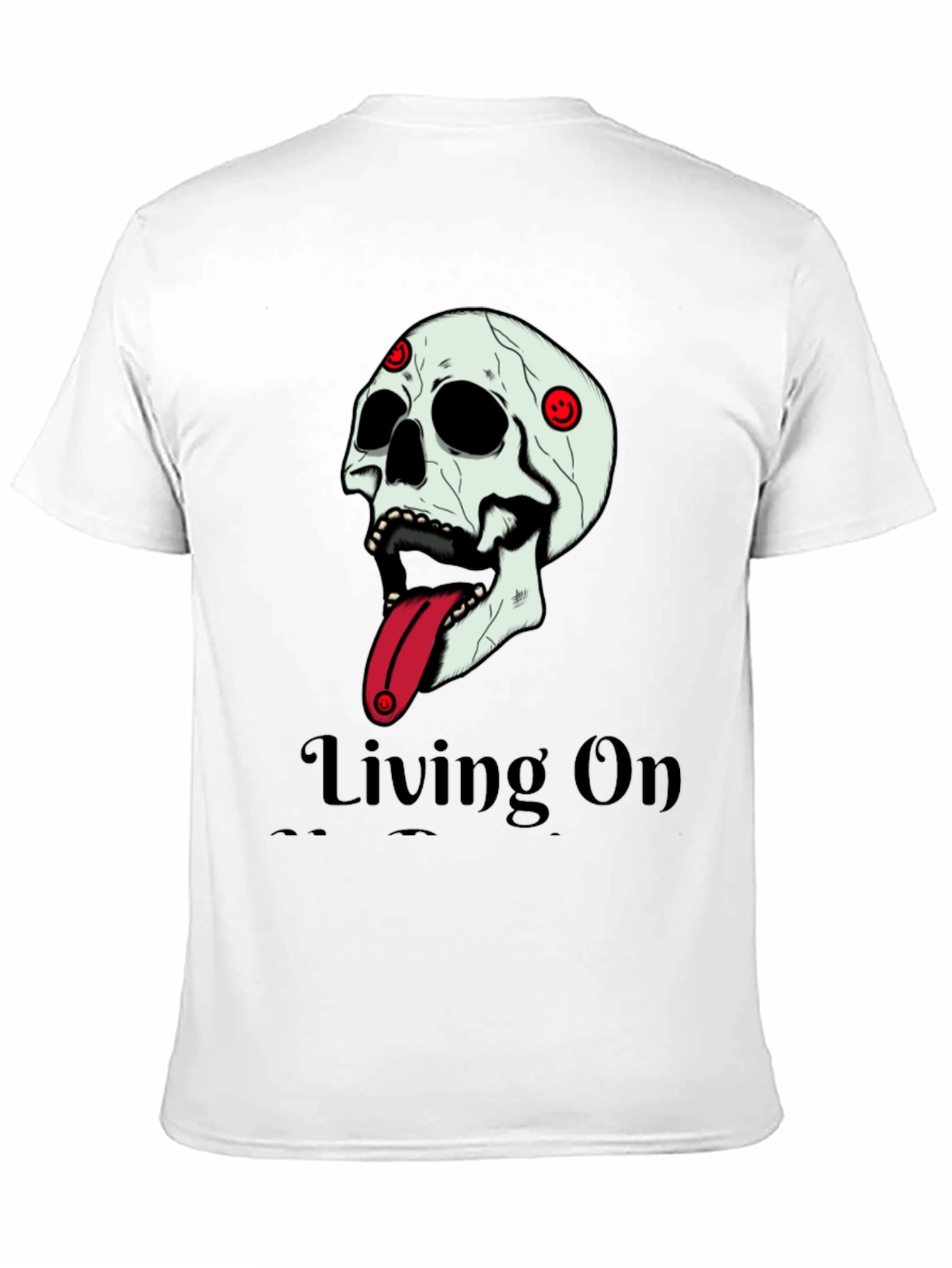 Living On T-Shirt: Skull Tongue Graphic Tee