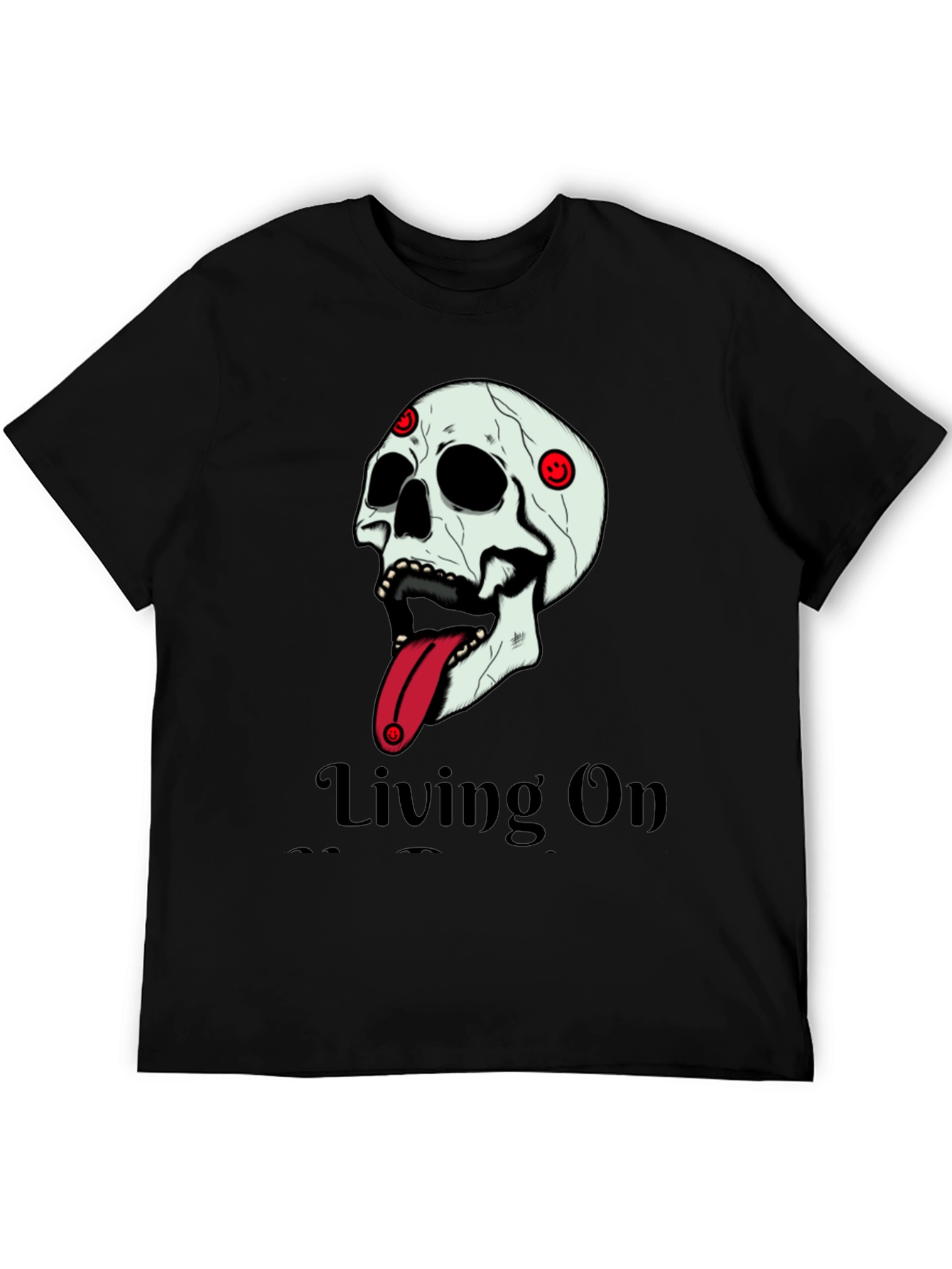 Living On T-Shirt: Skull Tongue Graphic Tee