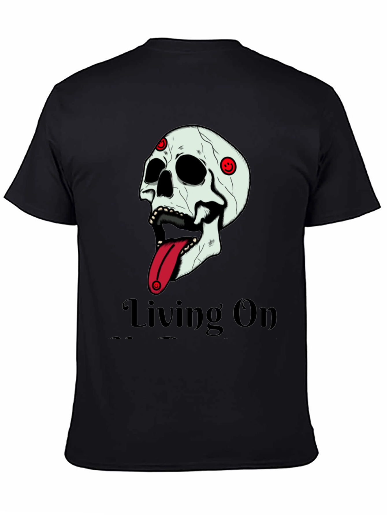 Living On T-Shirt: Skull Tongue Graphic Tee